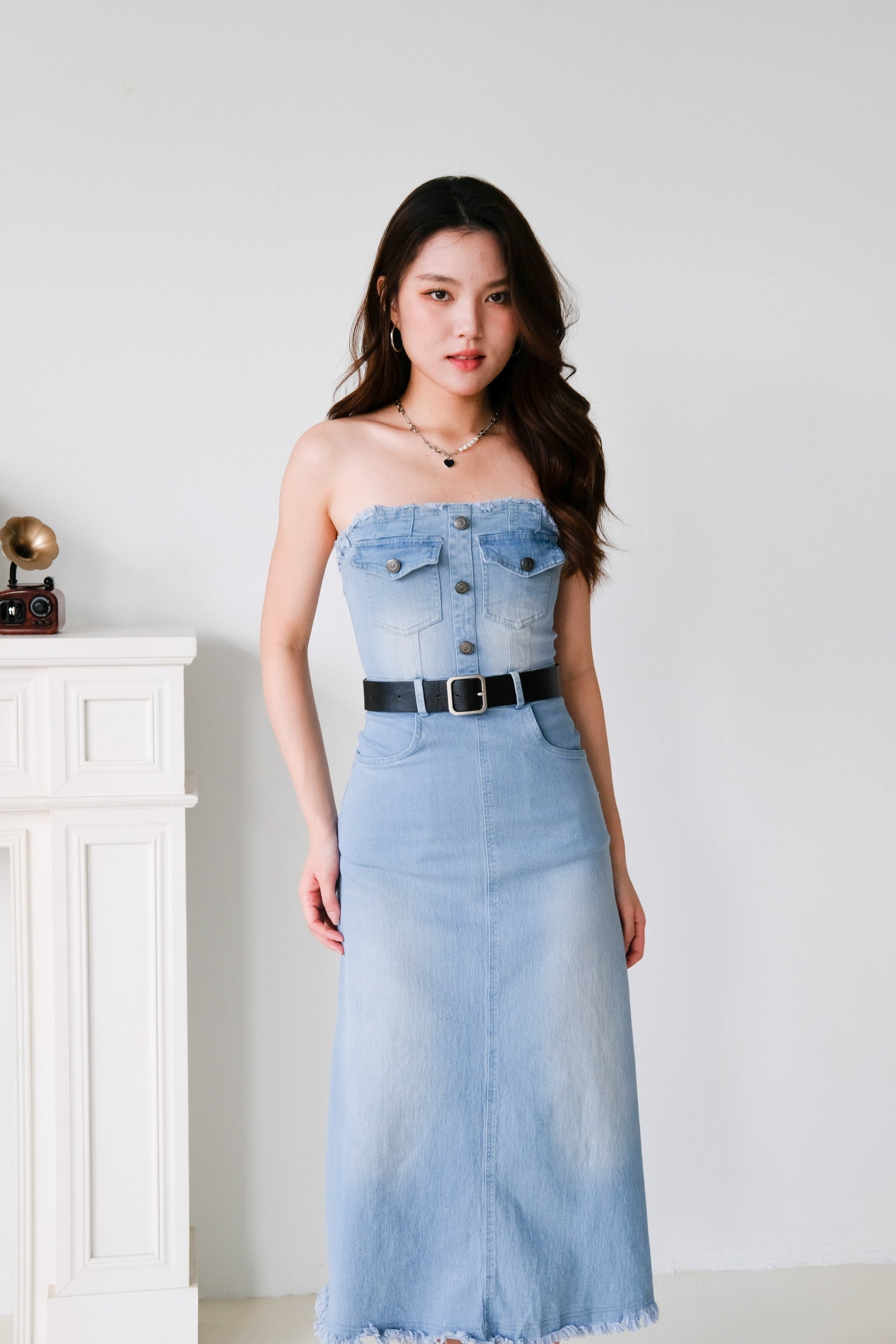 Altitude Denim Tube Maxi Dress (Light Wash)