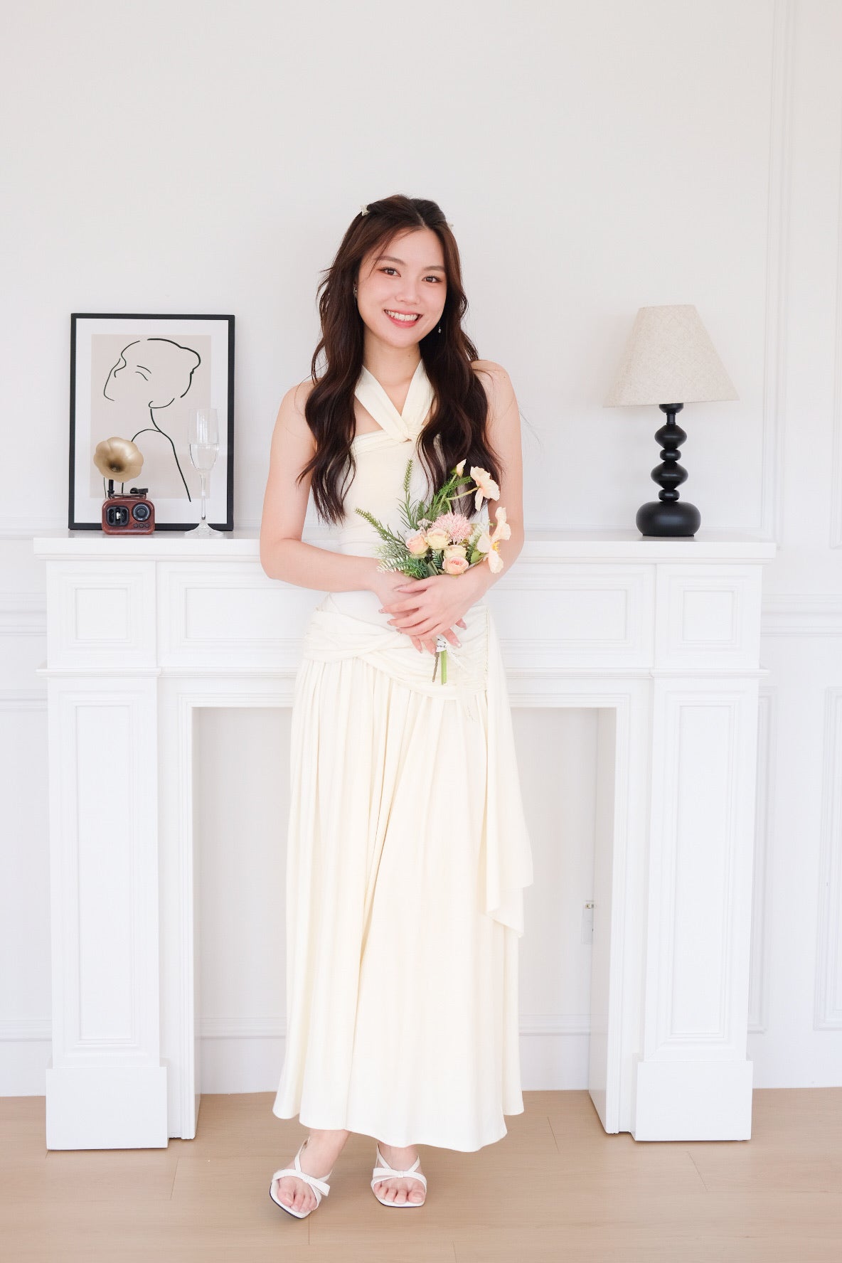 Jessy Toga Cotton Maxi Dress (Pastel Cream)