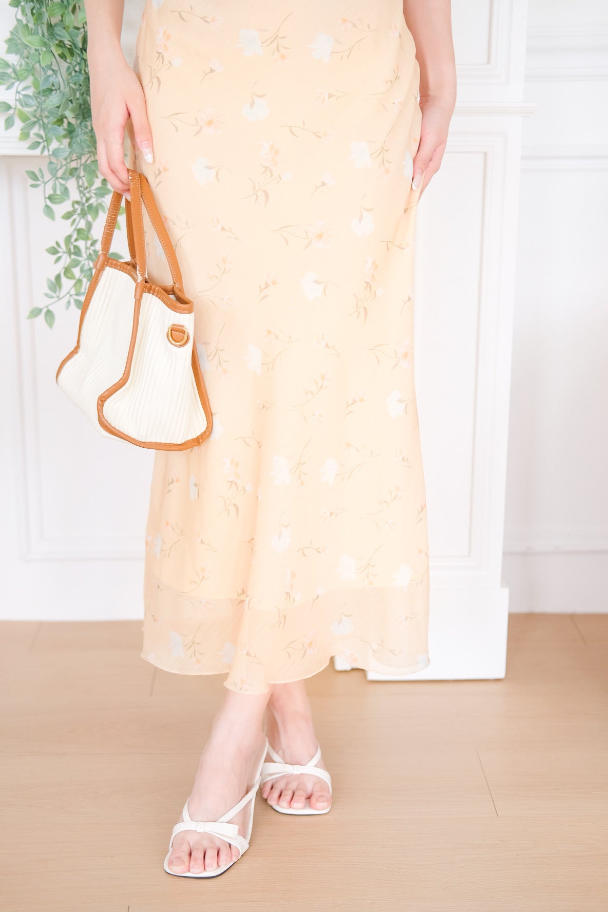 Liana Tie Front Floral Maxi Dress (Yellow)