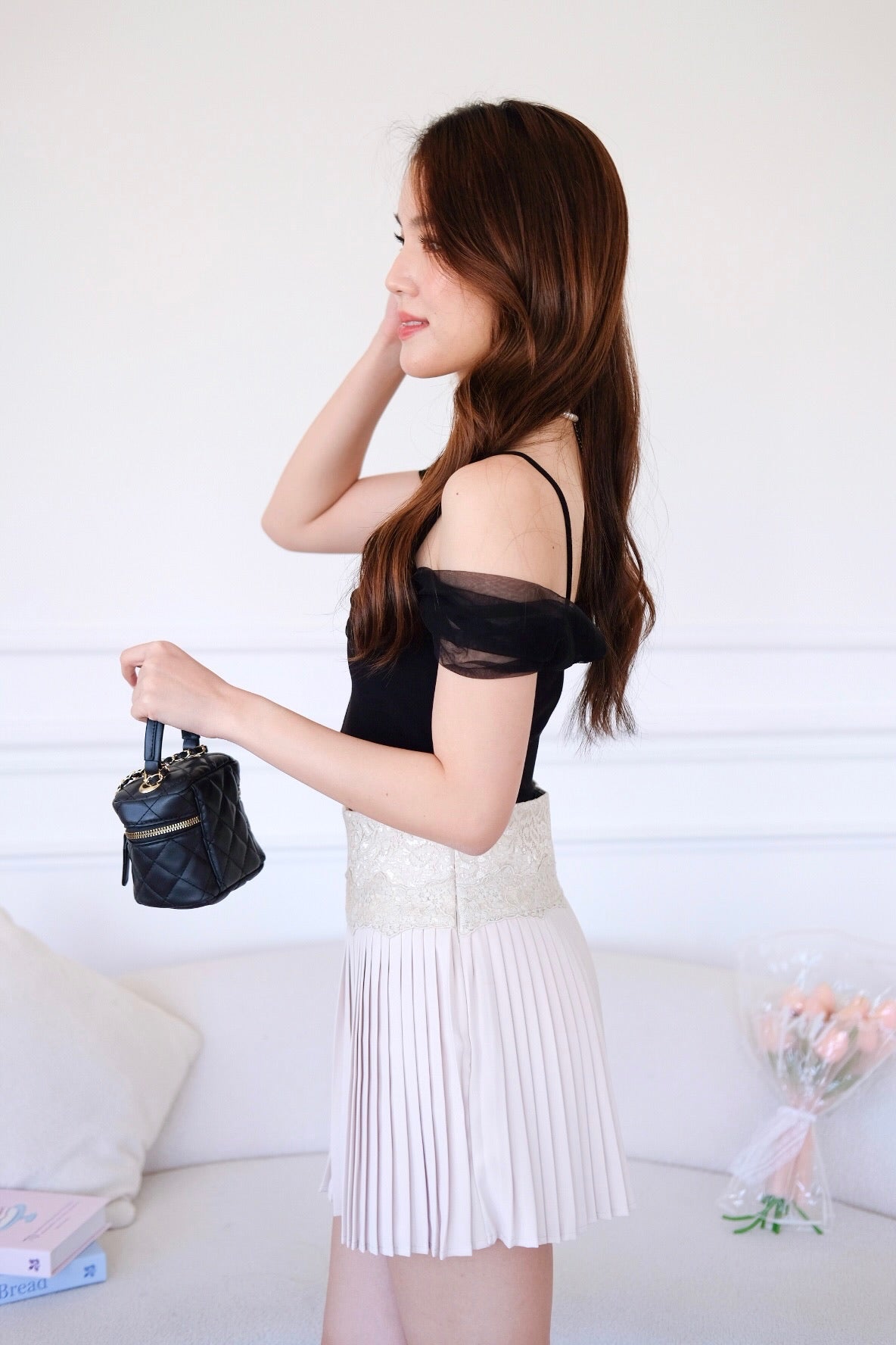 Ballerina Pleated Lace Skirt (Beige)