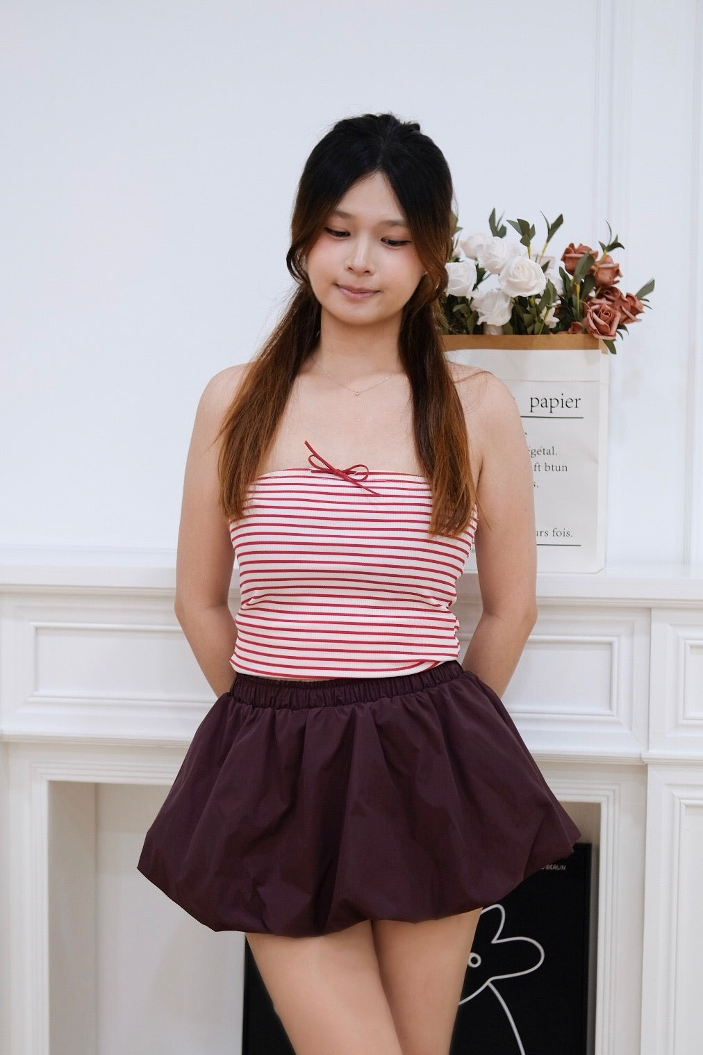 Dark Red Bubble Skirt