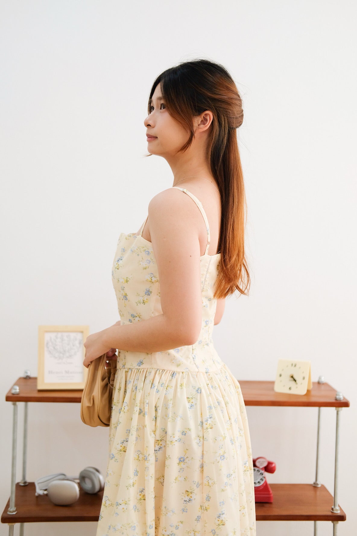 Yellow Floral Corset Strap Dress