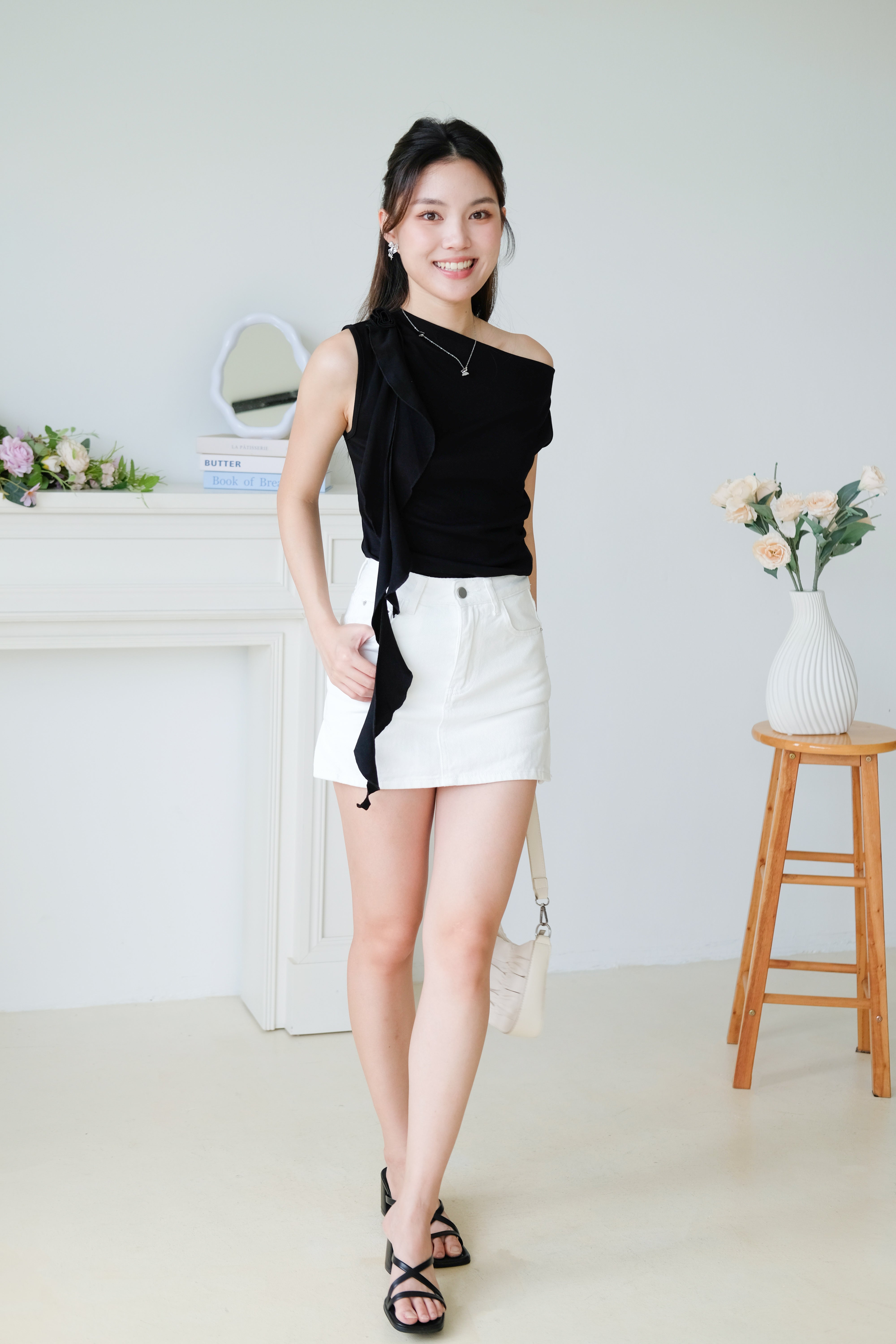 Elora Ruffle Toga Top (Black)