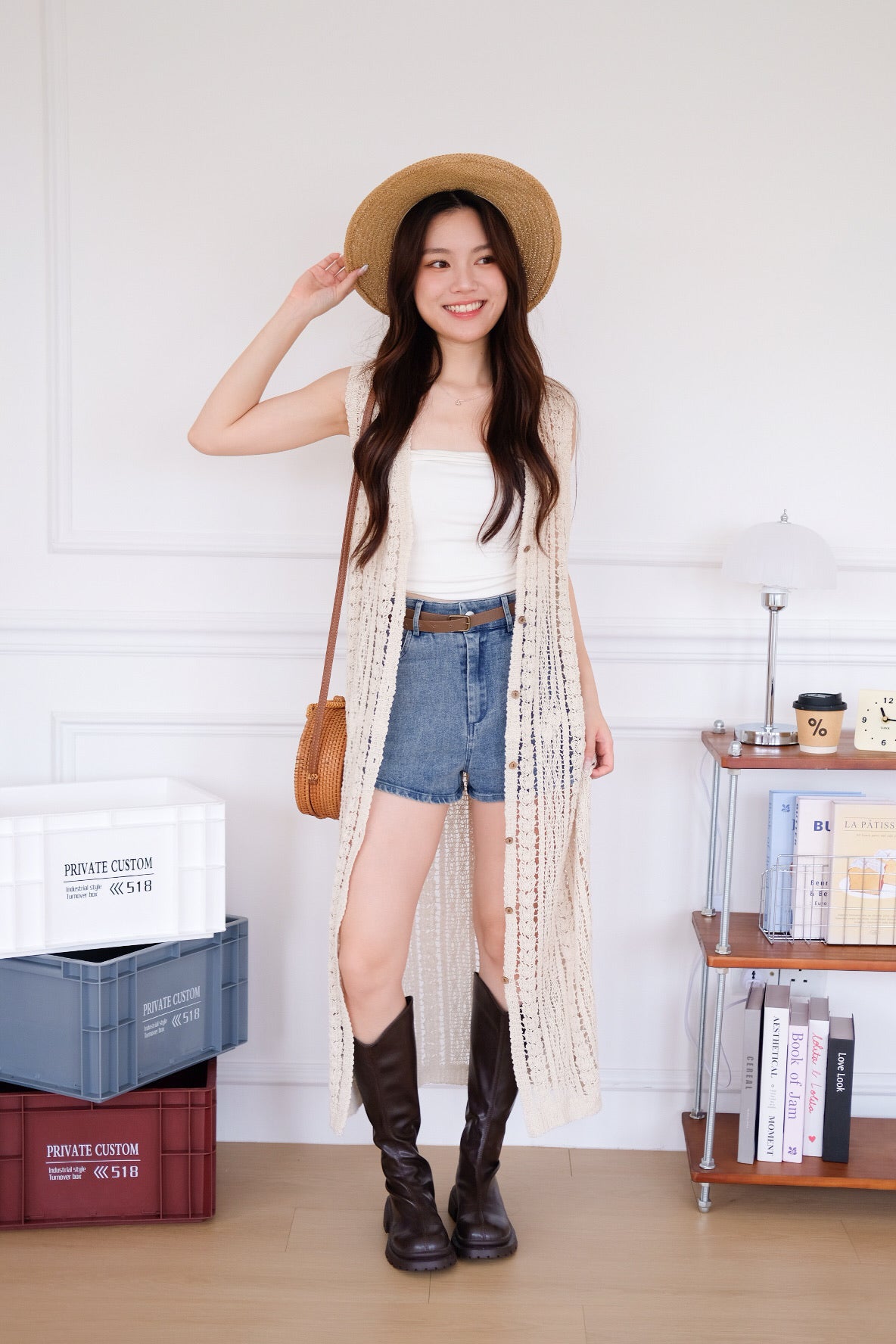 Romania Crochet Maxi Outerwear (Beige)