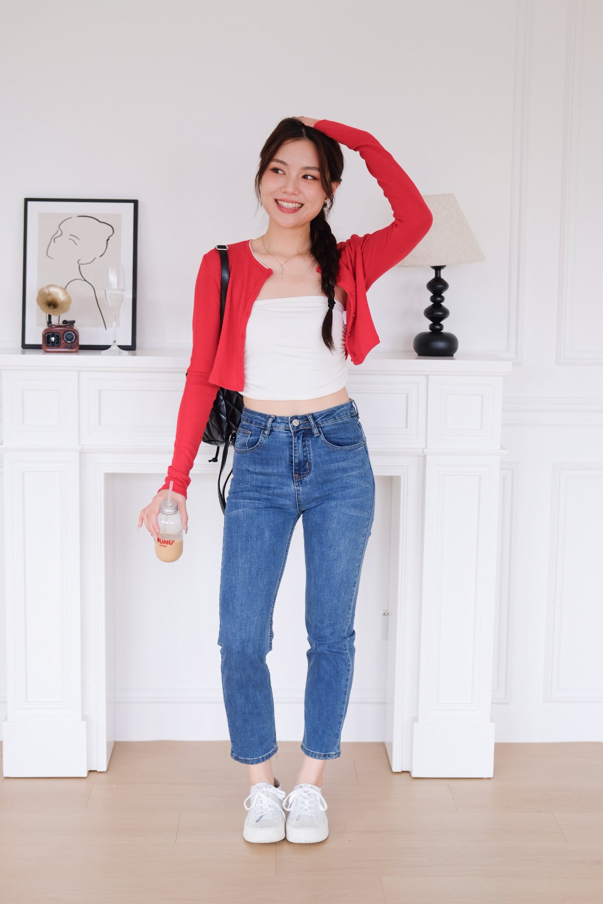 Danielle Cropped Cardigan (Red)