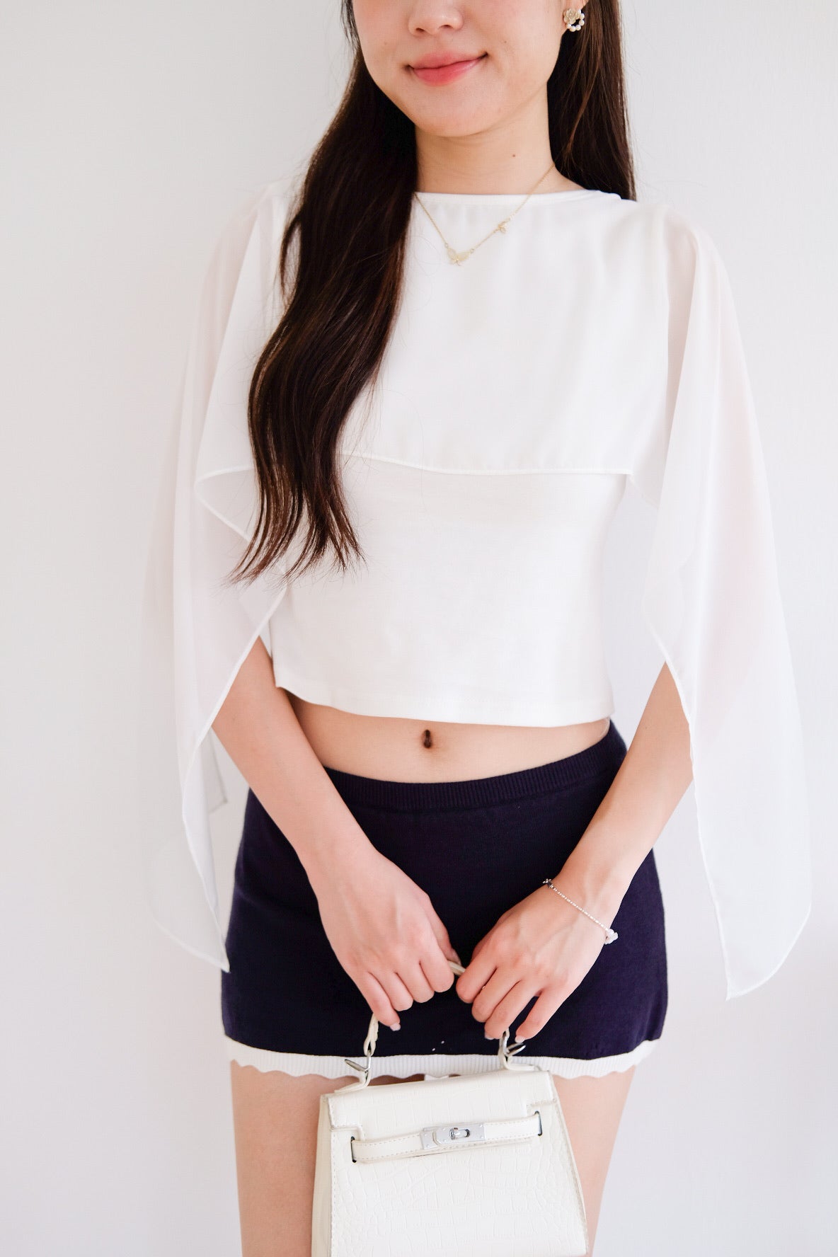 Lustre Cape Boatneck Top (White)