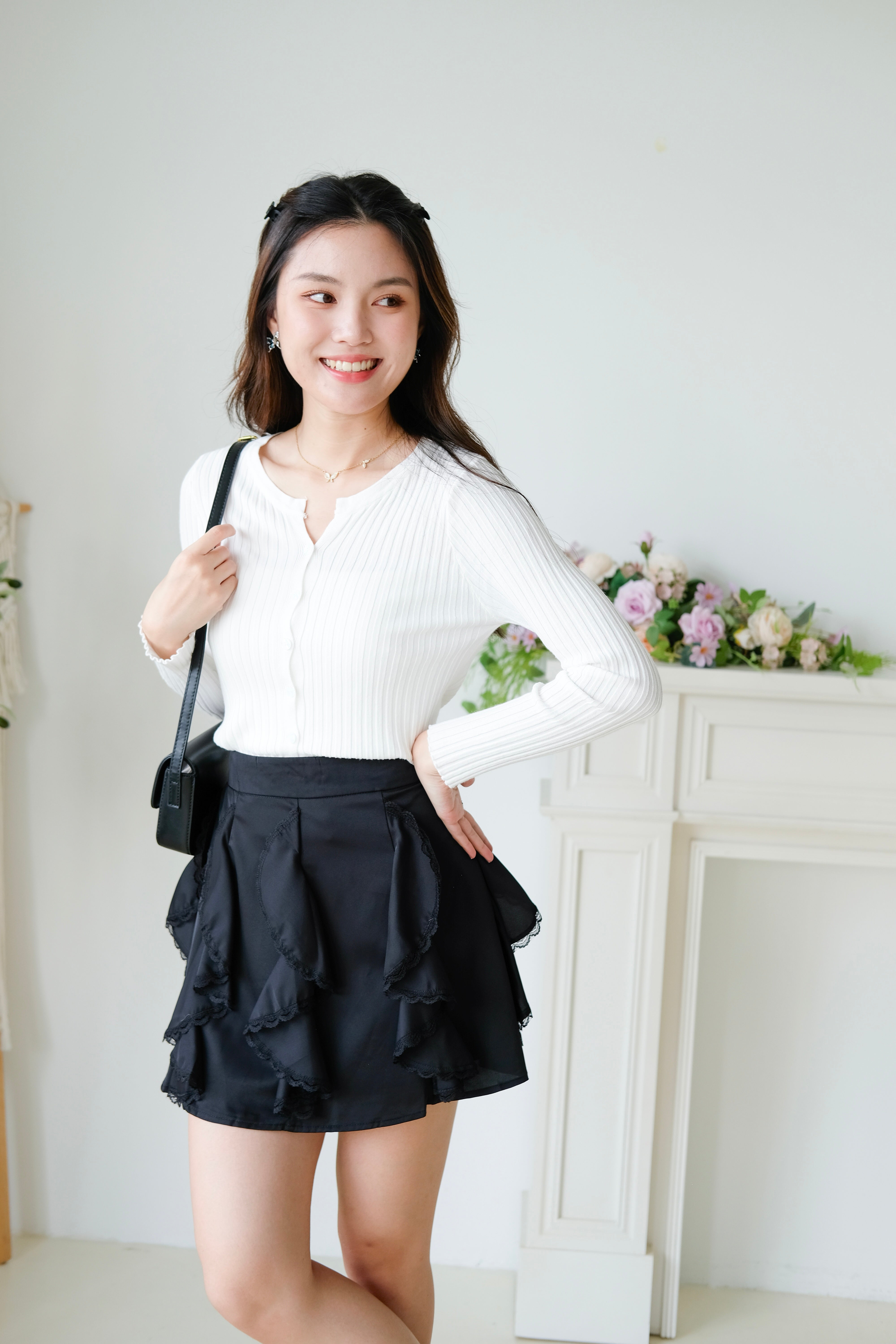Soft Hour Knit Ribbed Cardigan (White)