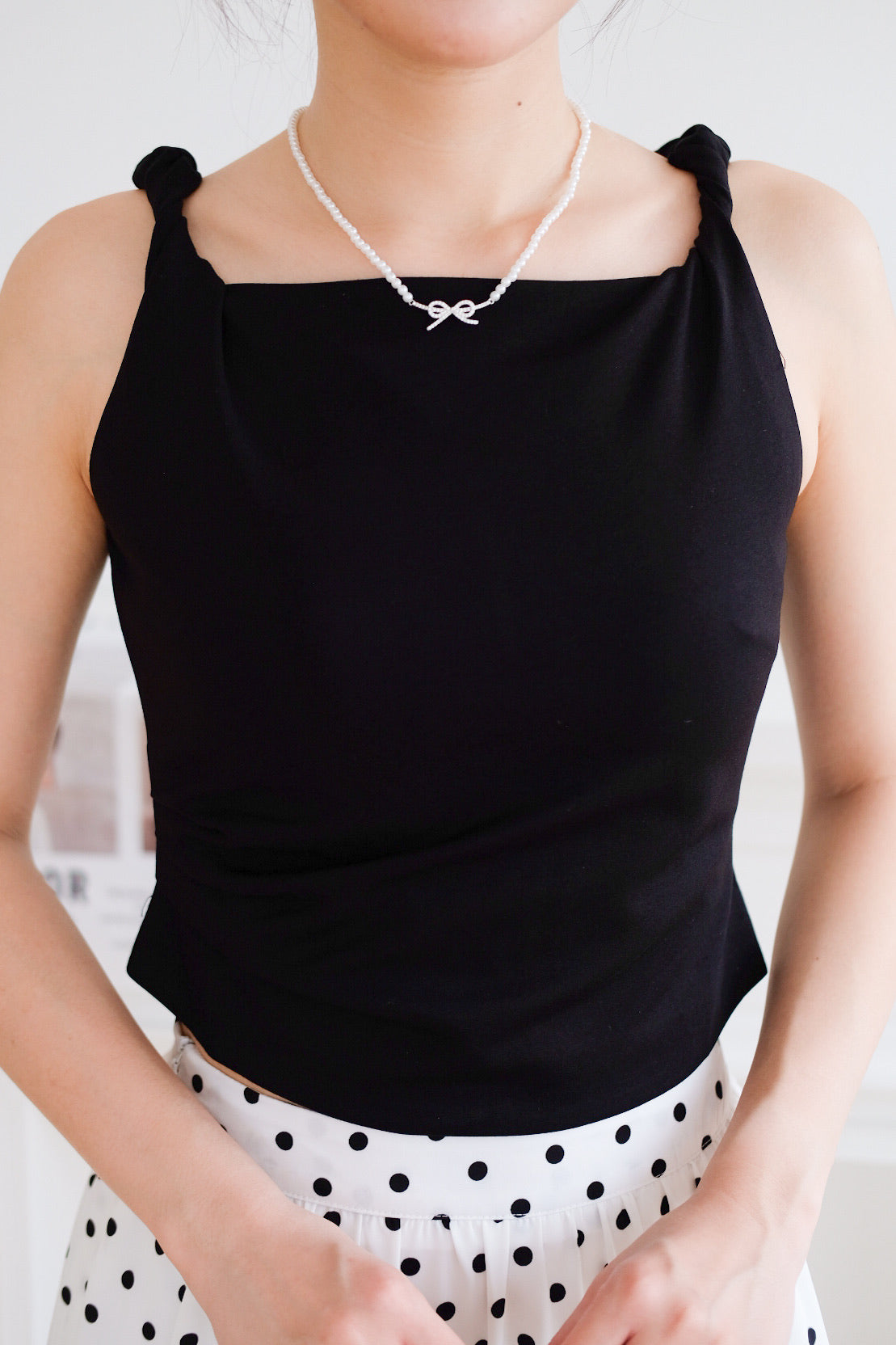 Morgan Twist Boatneck Crop Top (Black)