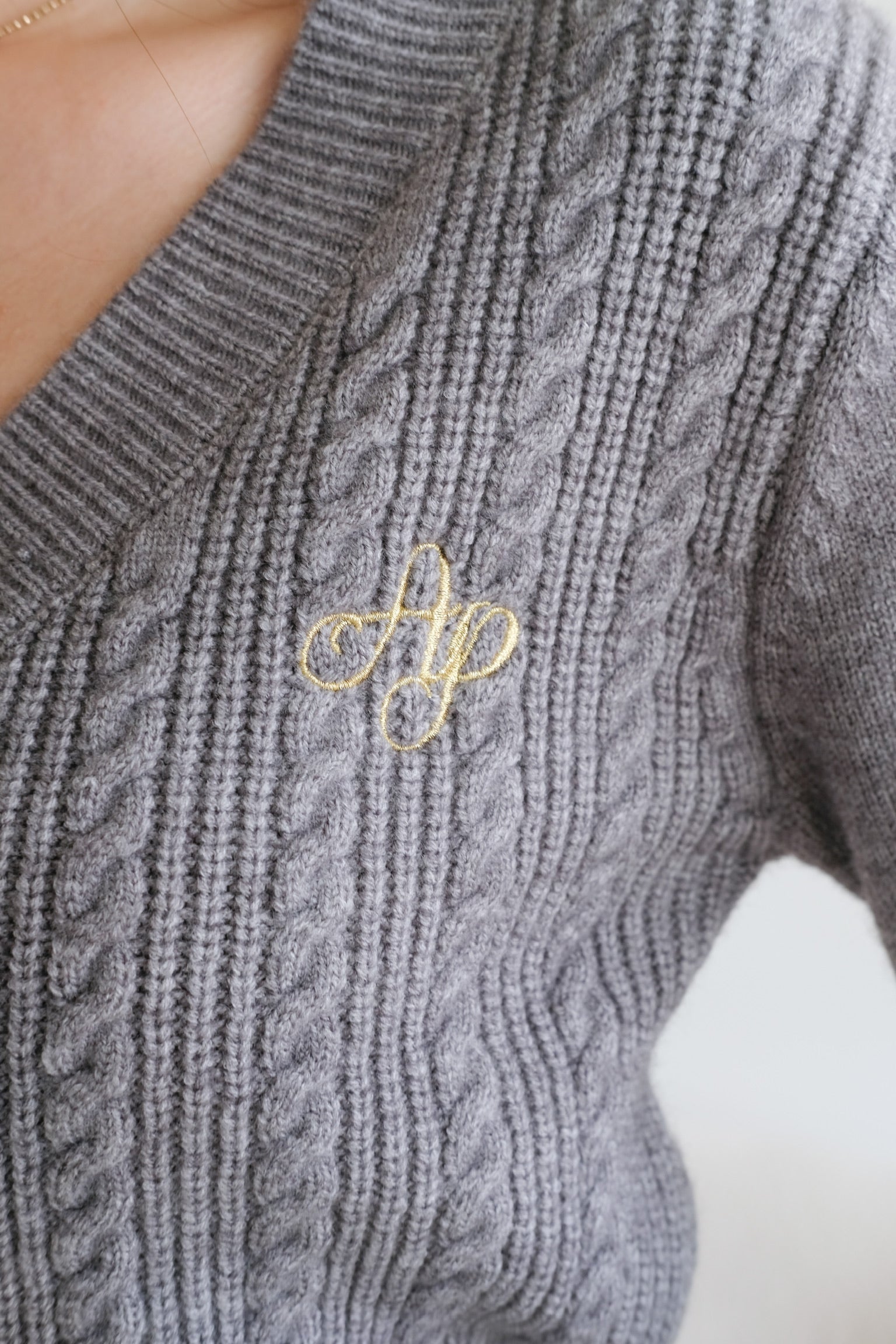Hermione College Knit Cardigan (Grey)