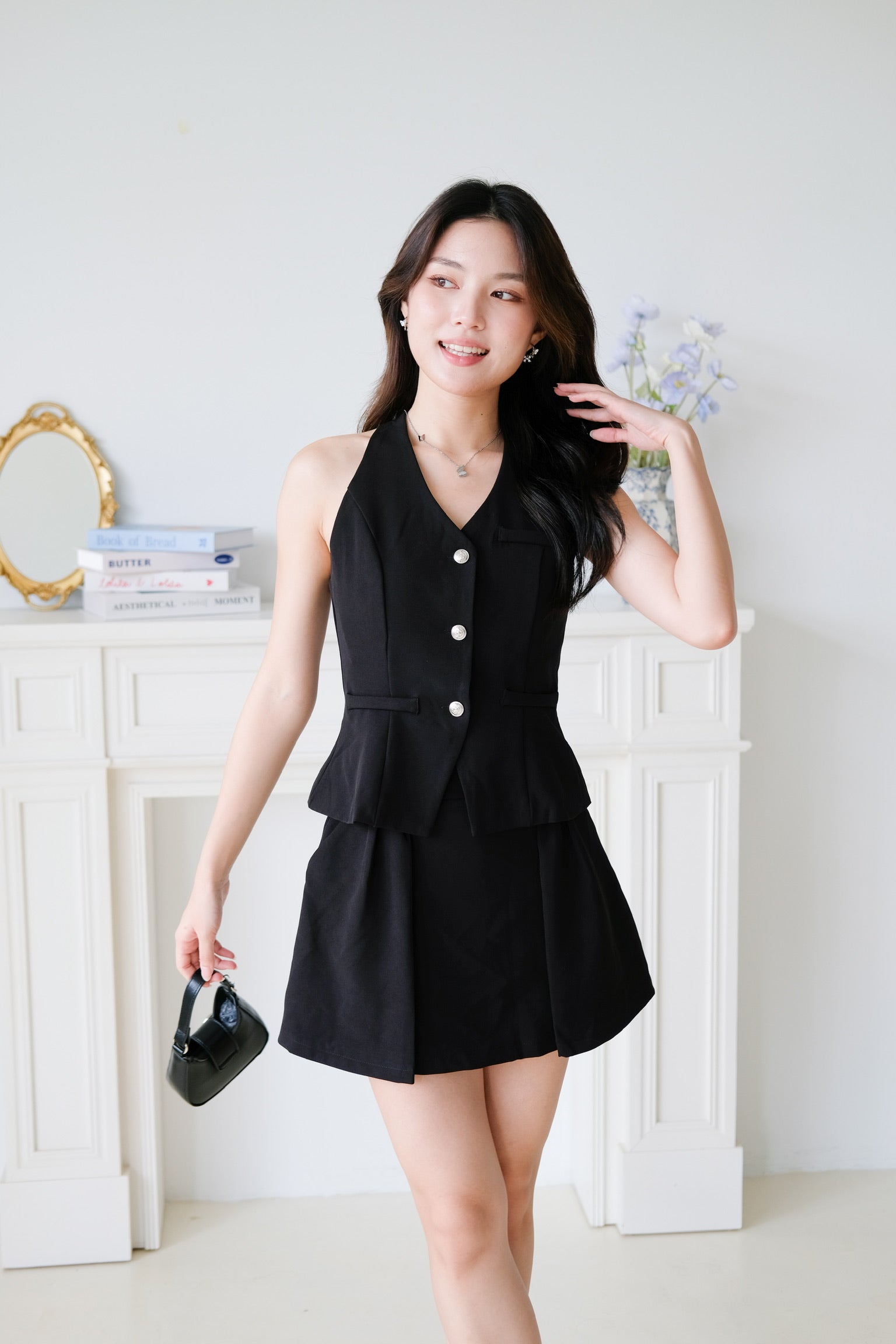 Megan Classic Vest Set (Black)