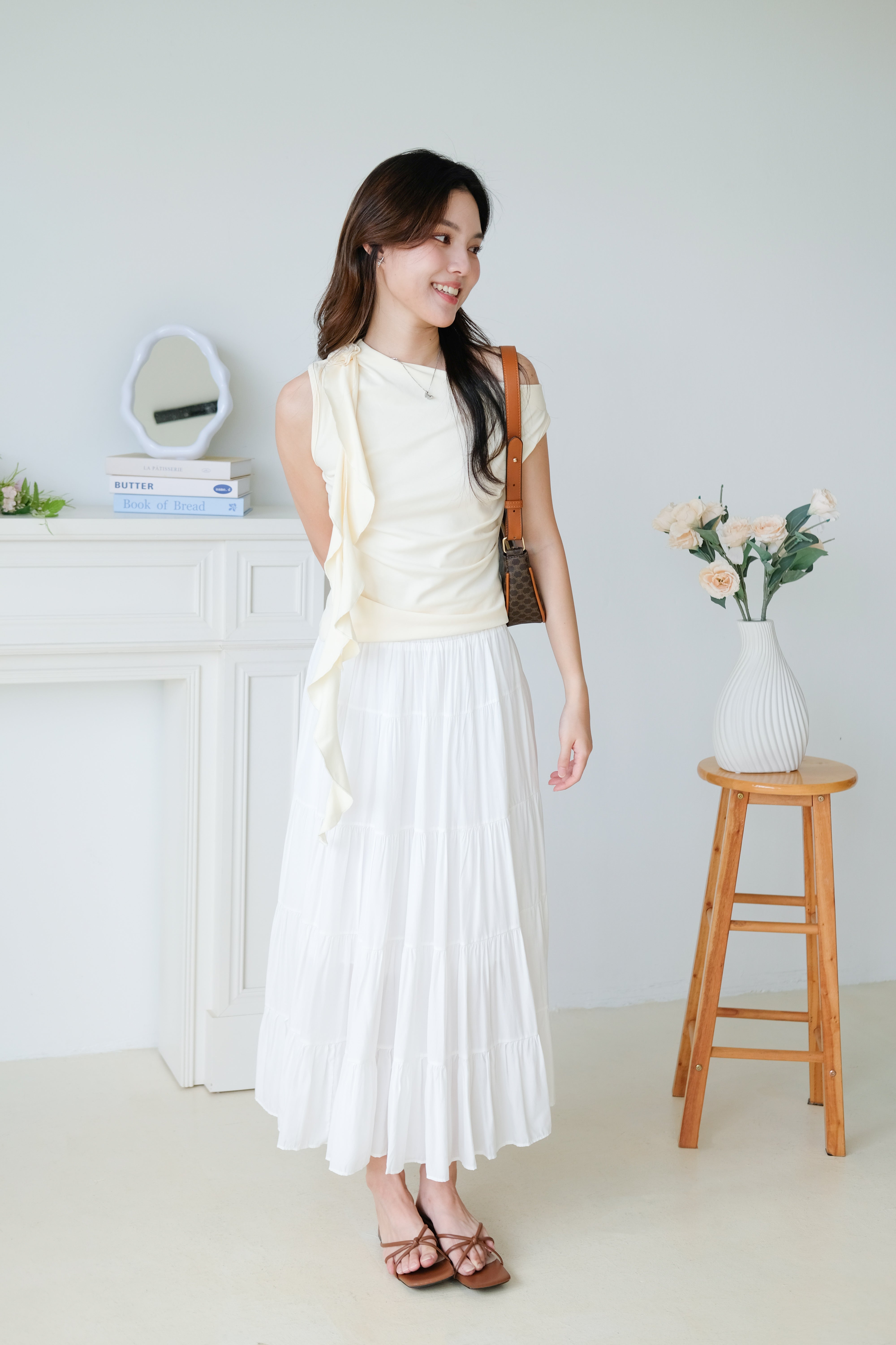 Elora Ruffle Toga Top (Cream)