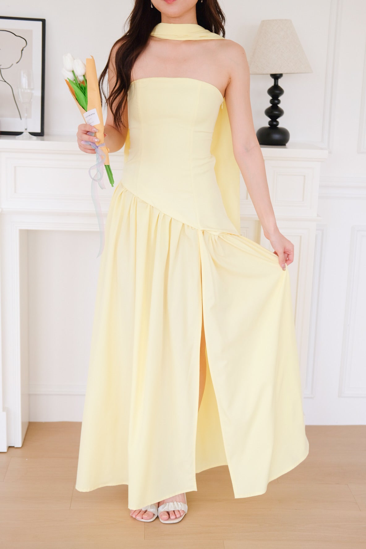 Kimberly Tube Sash Maxi Dress (Sunshine Yellow)