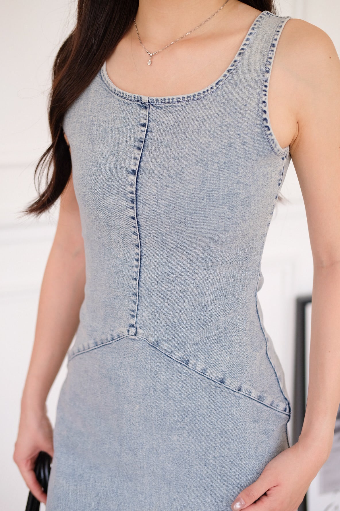 Revolution A Line Denim Maxi Dress (Light Blue)