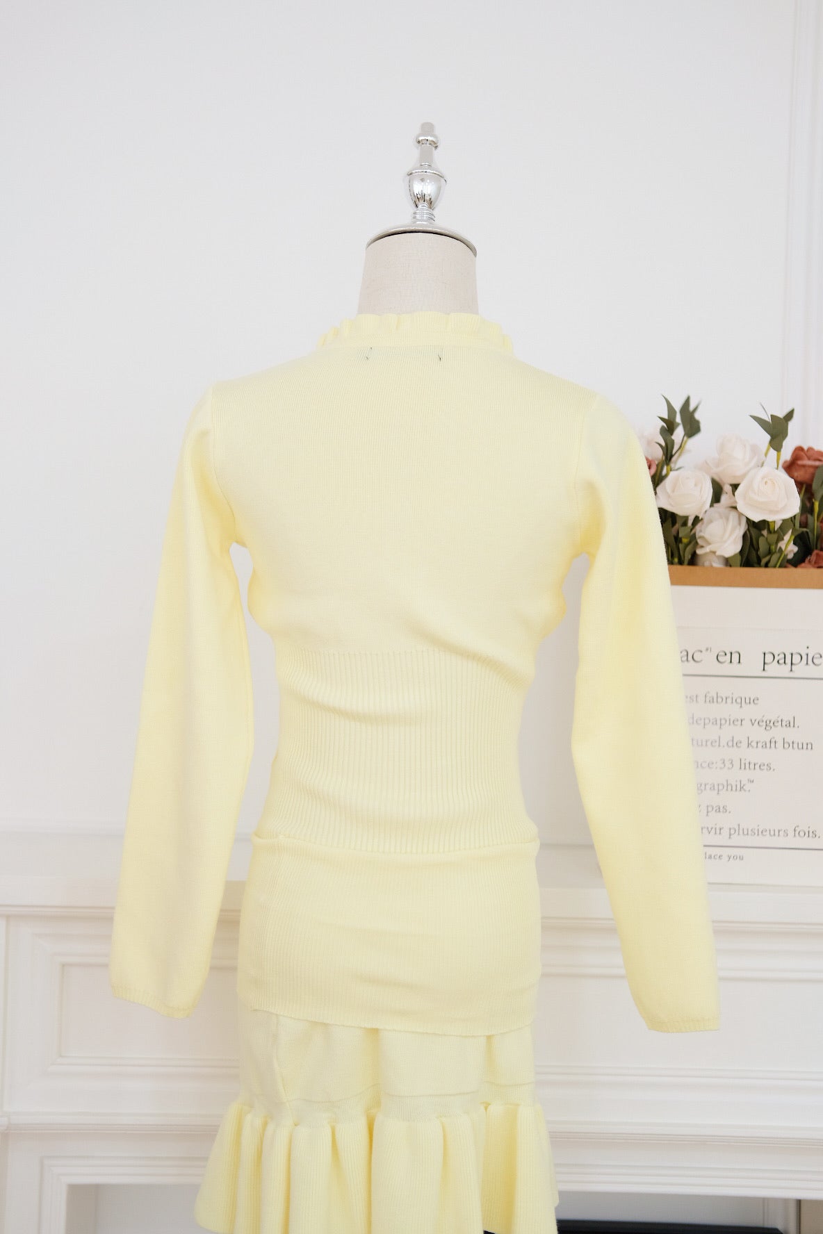 Yellow Ruffle Ribbon Knit Set