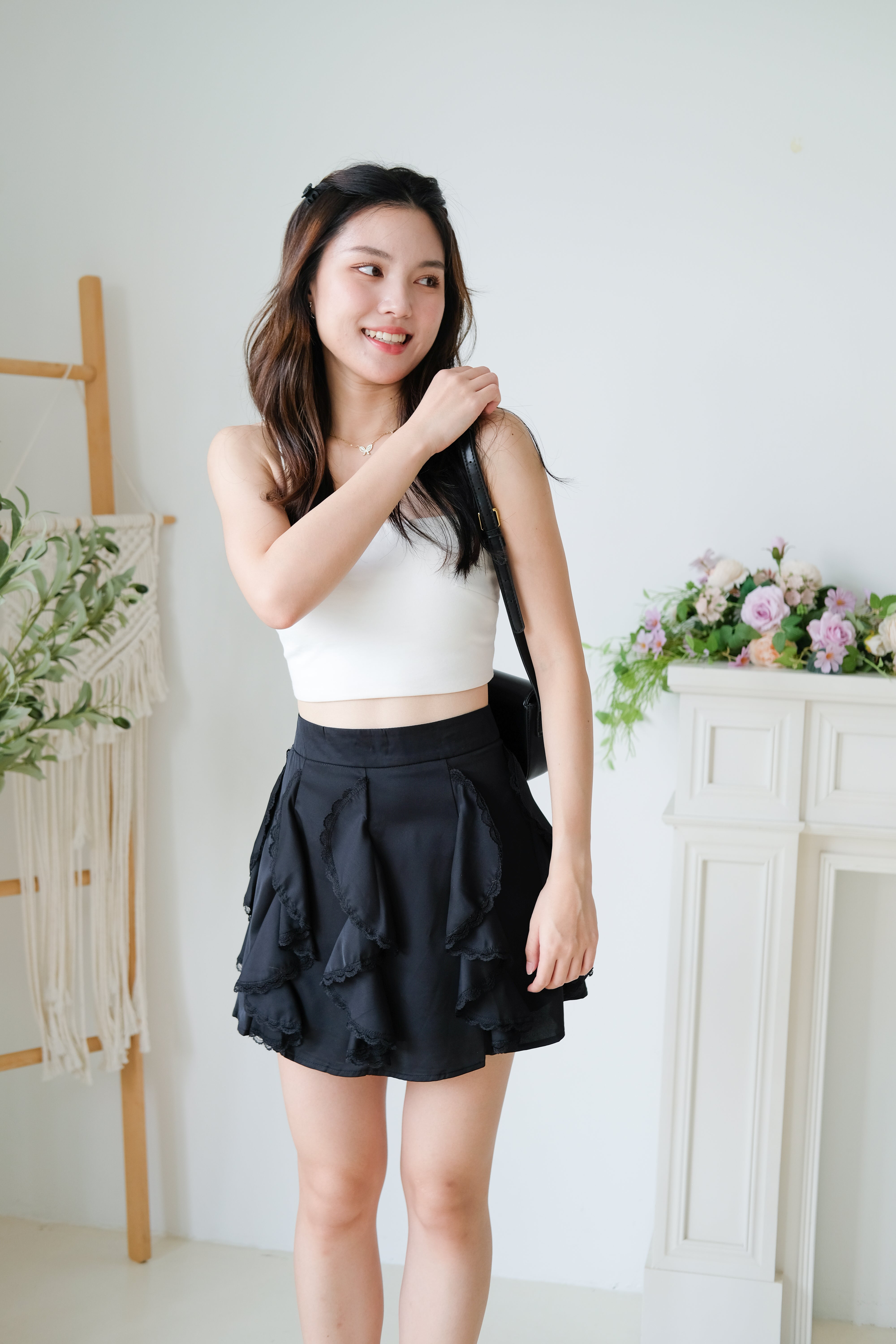 Winnie Ruffle Flare Skirt (Black)