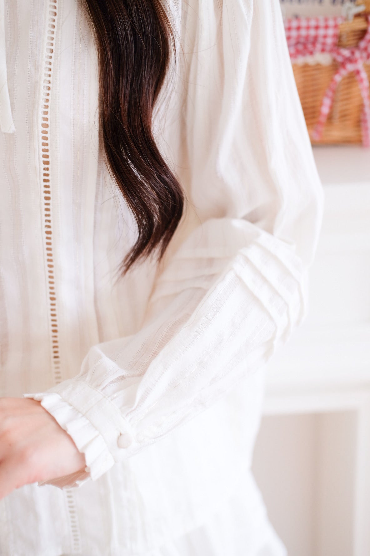 Solea Boho Pleated Blouse (Cream)