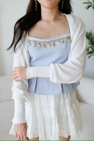 Blaire Bolero Cotton Cardigan (White)