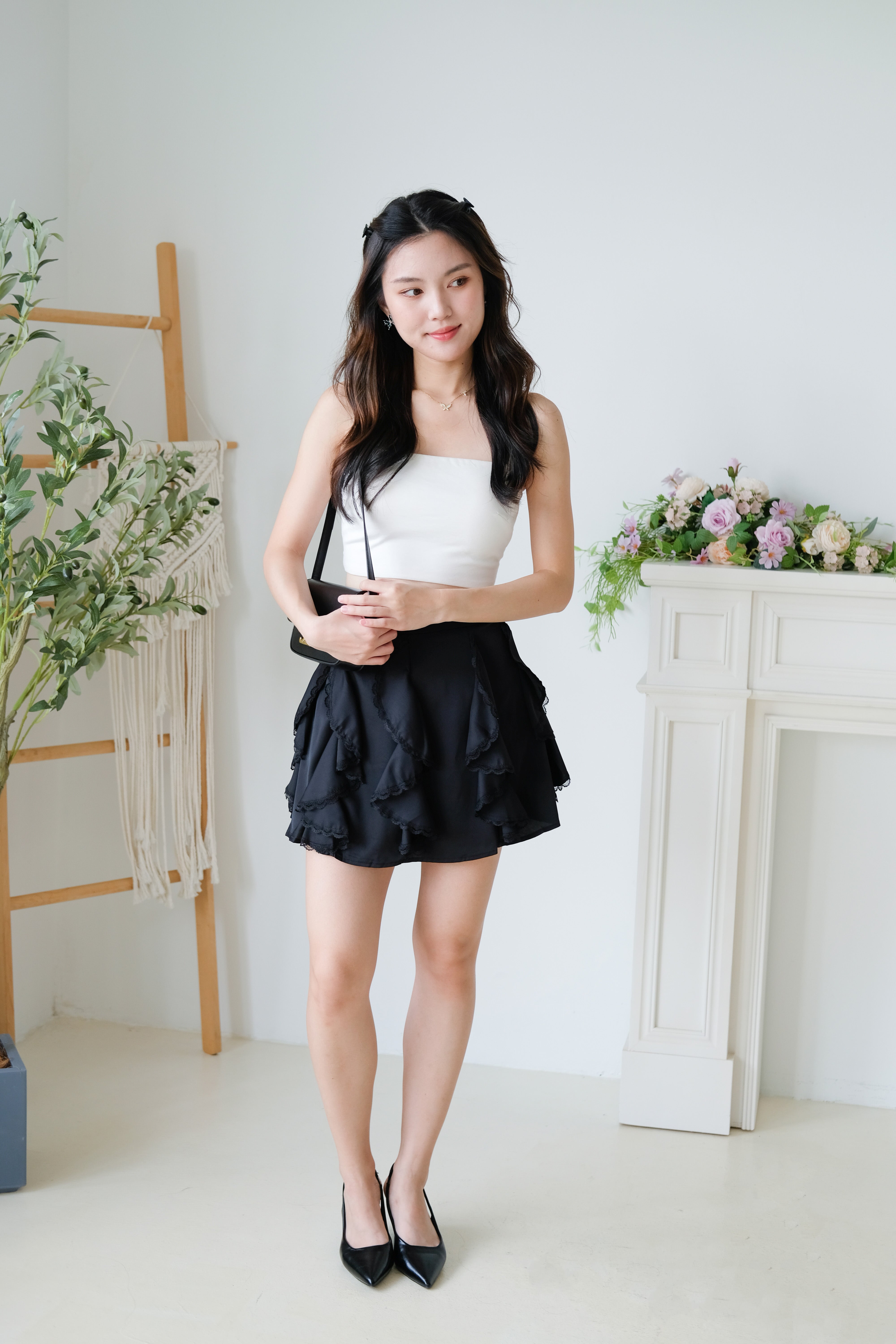 Winnie Ruffle Flare Skirt (Black)