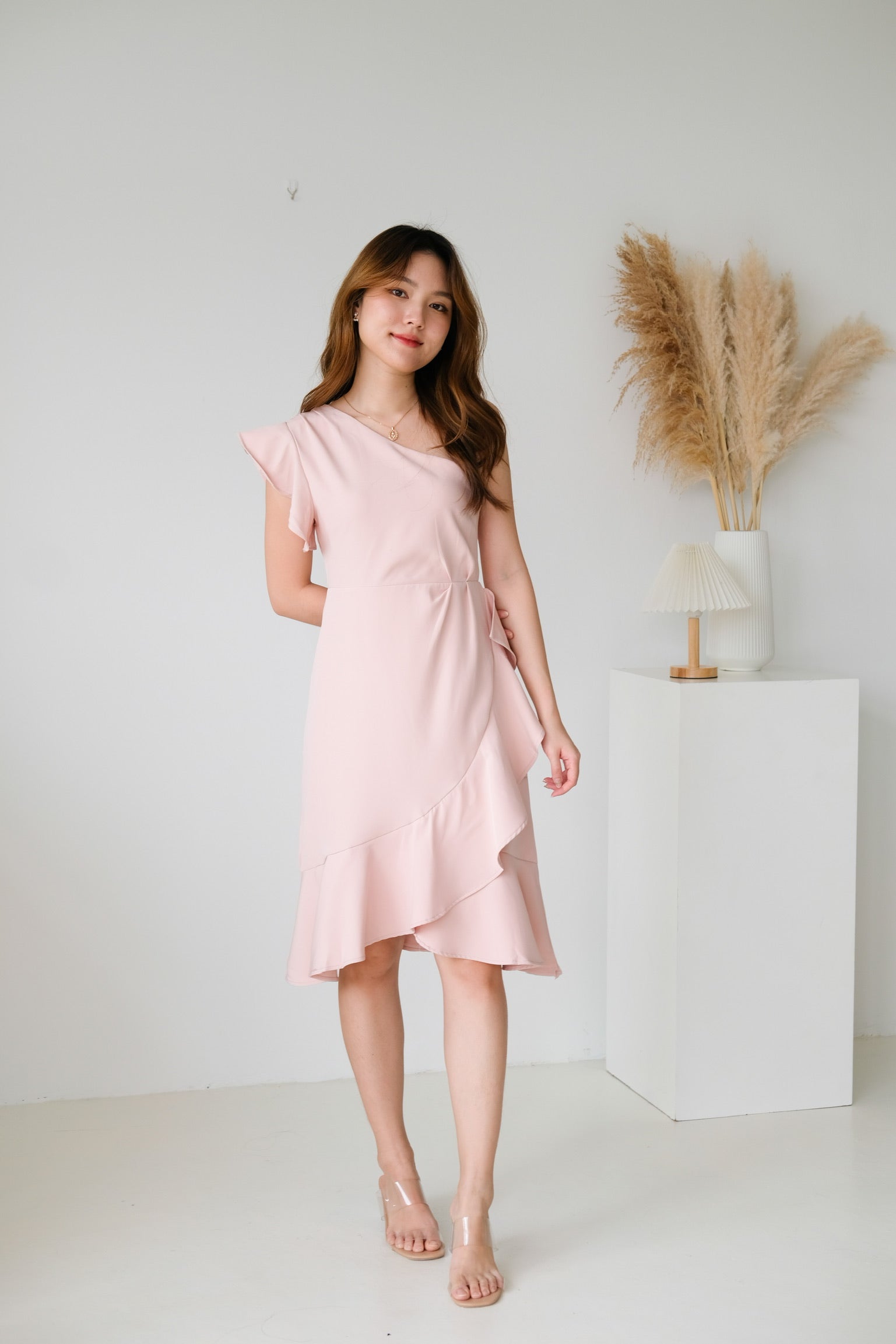 Bianca Toga Ruffle Dress (Pink)