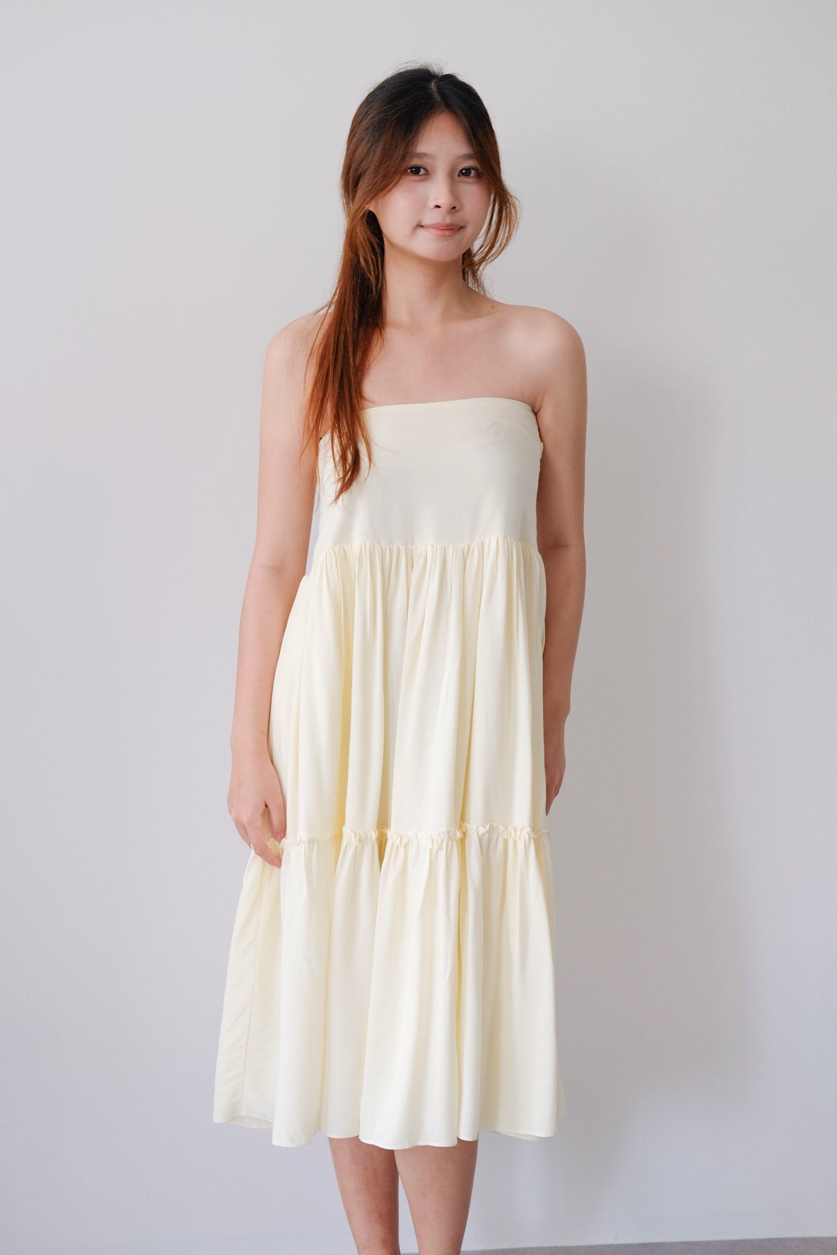 Yellow Tube Tiered Maxi Dress