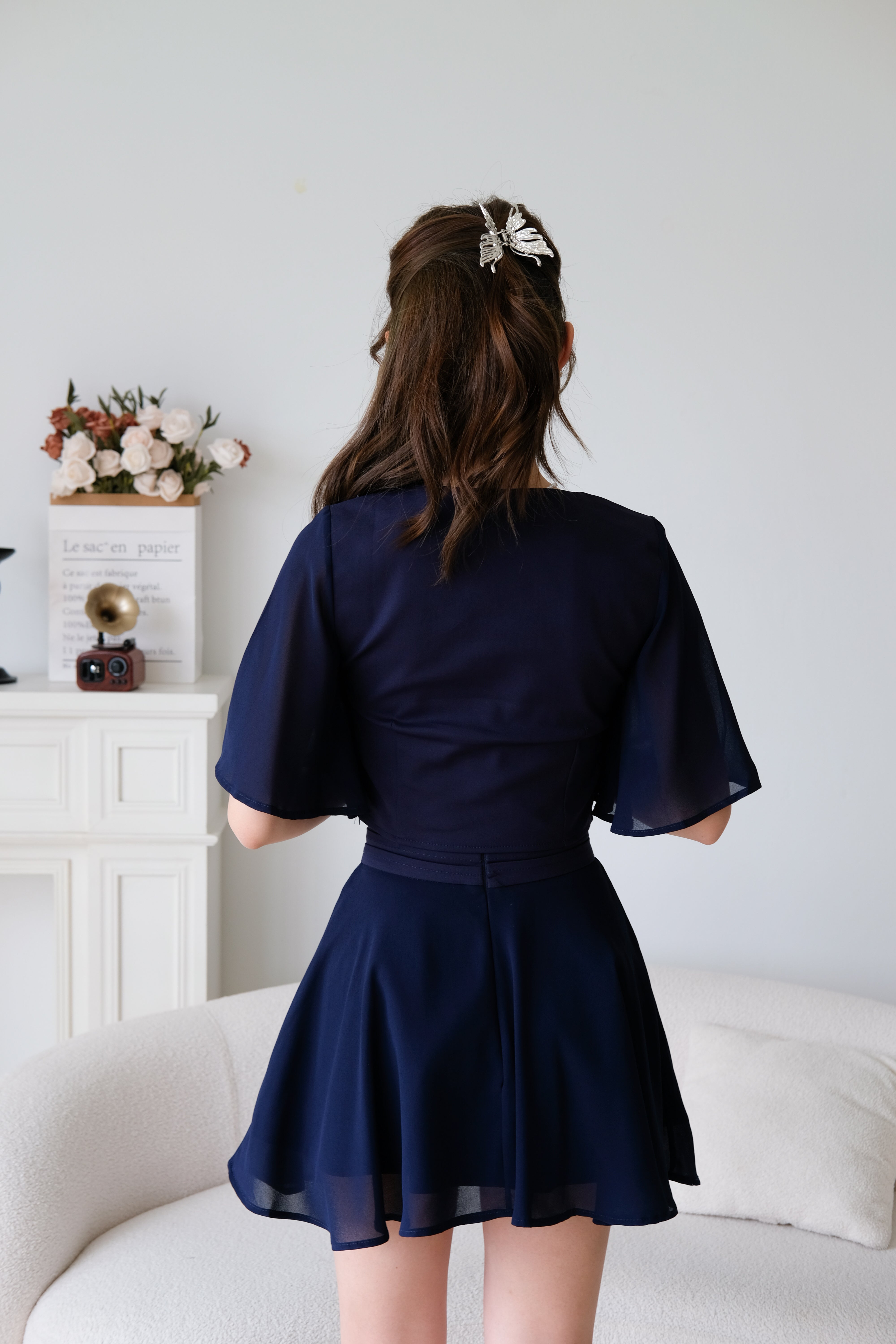 Caley Flutter Sleeves Set (Navy Blue)