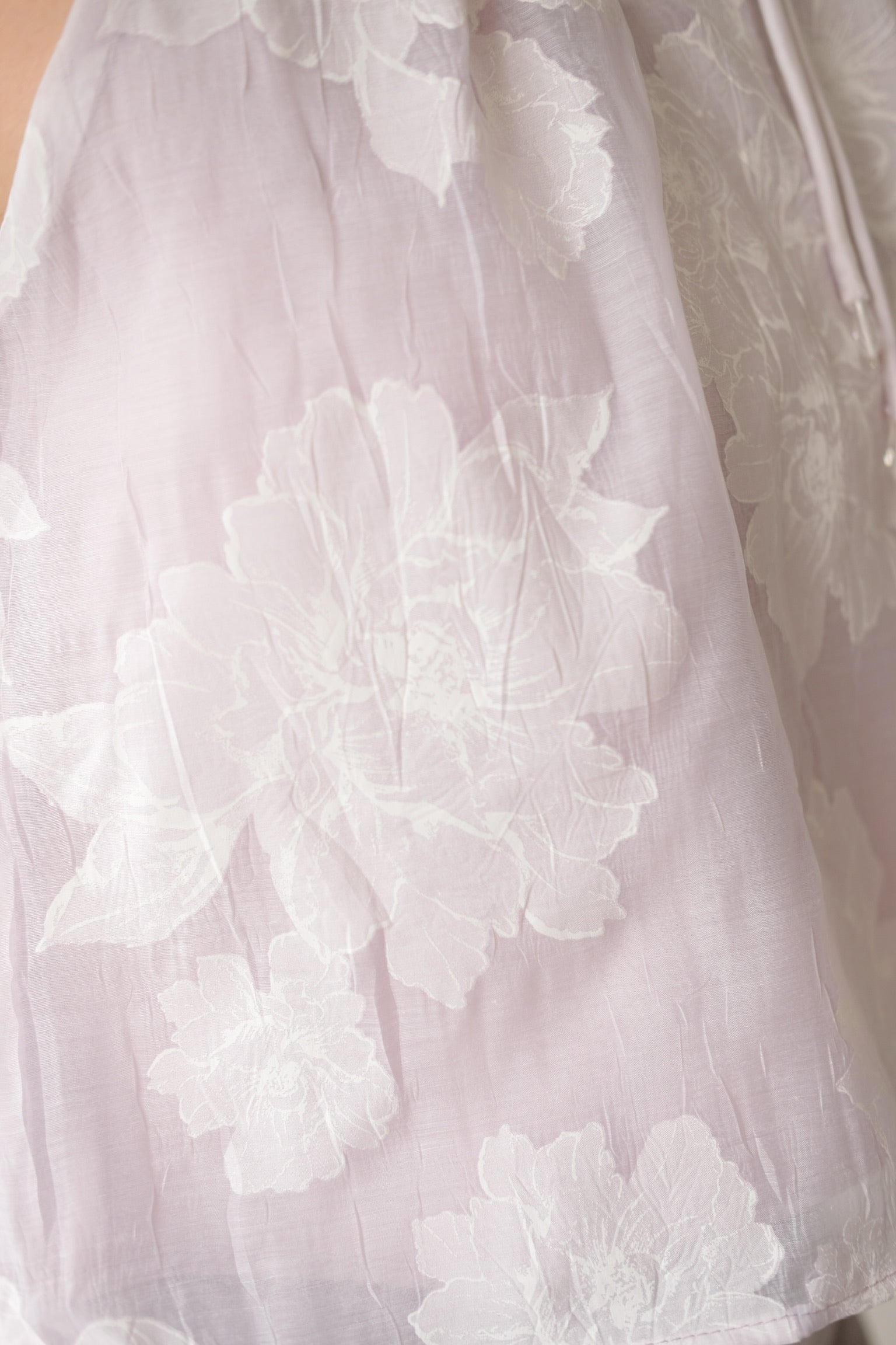 Chu Ran Floral Organza Cheongsam Top (Light Purple)