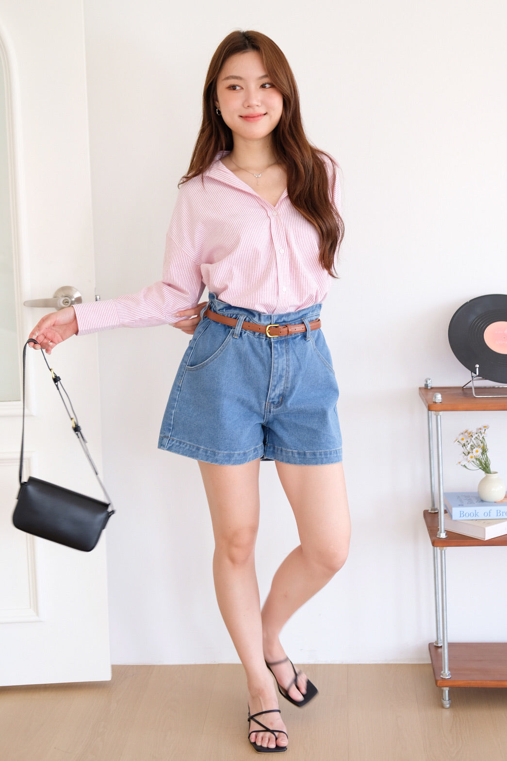 Sanford Boyfriend Shirt (Pale Red Stripes)