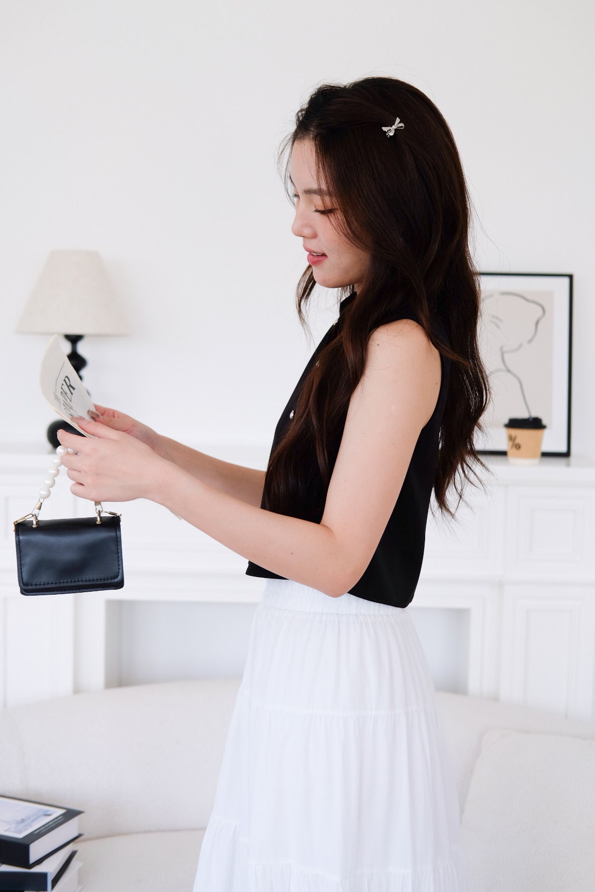 Lindy Flare Crop Top (Black)