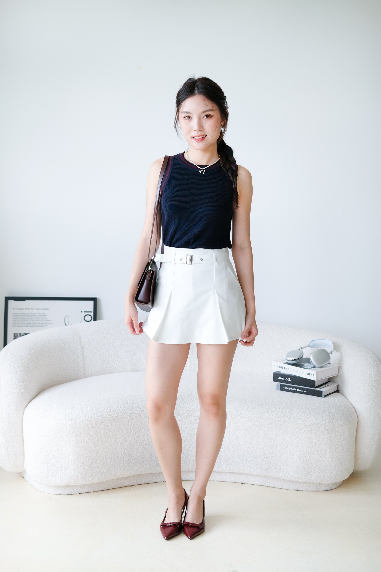 Kyara Contrast Knit Tank Top (Navy Blue)
