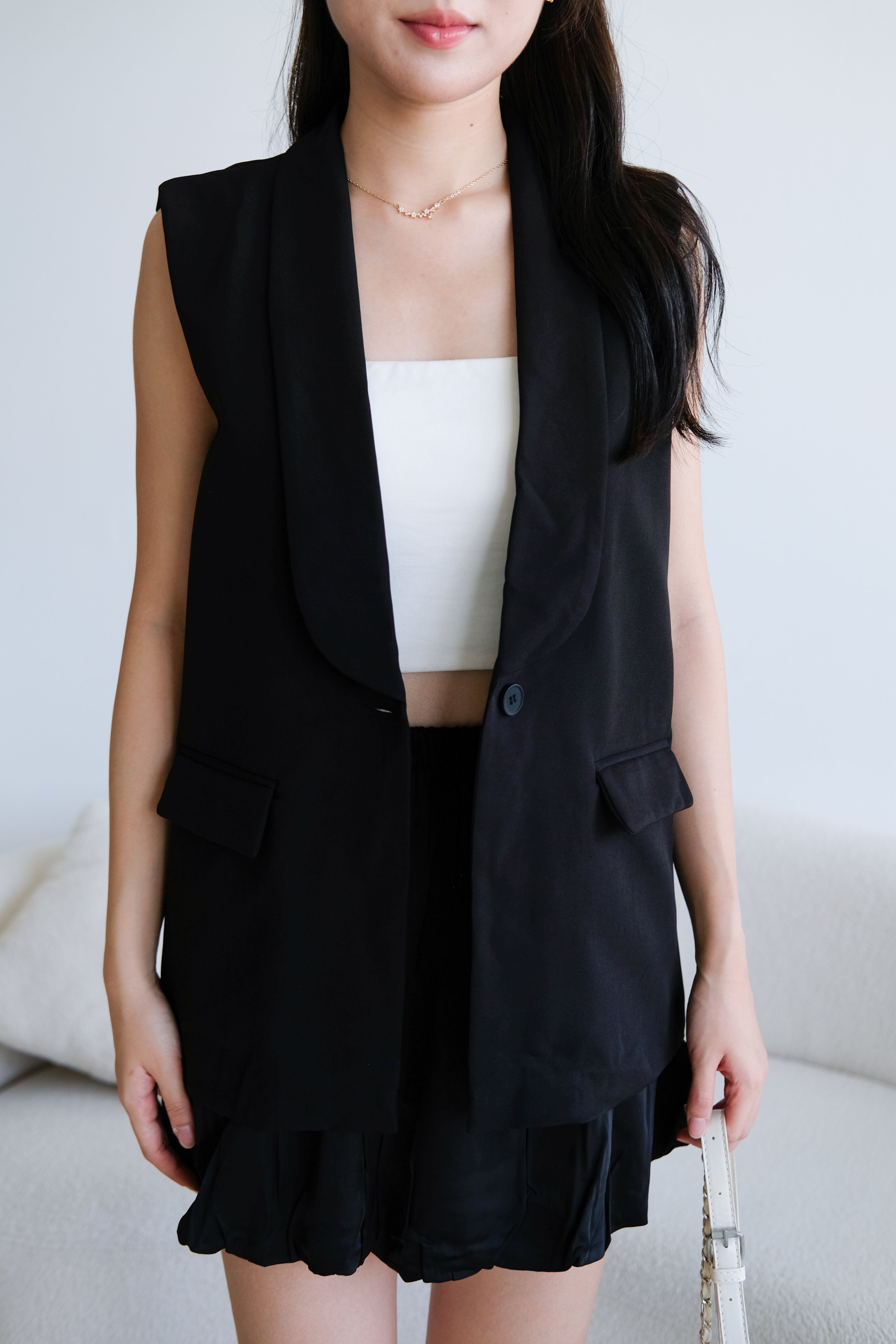 Zora Blazer Long Vest (Black)