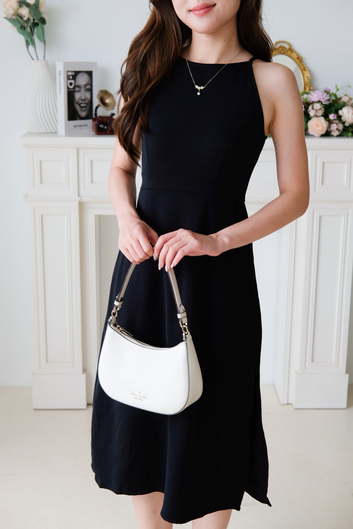 Canice Halter Side Slit Midi Dress (Black)