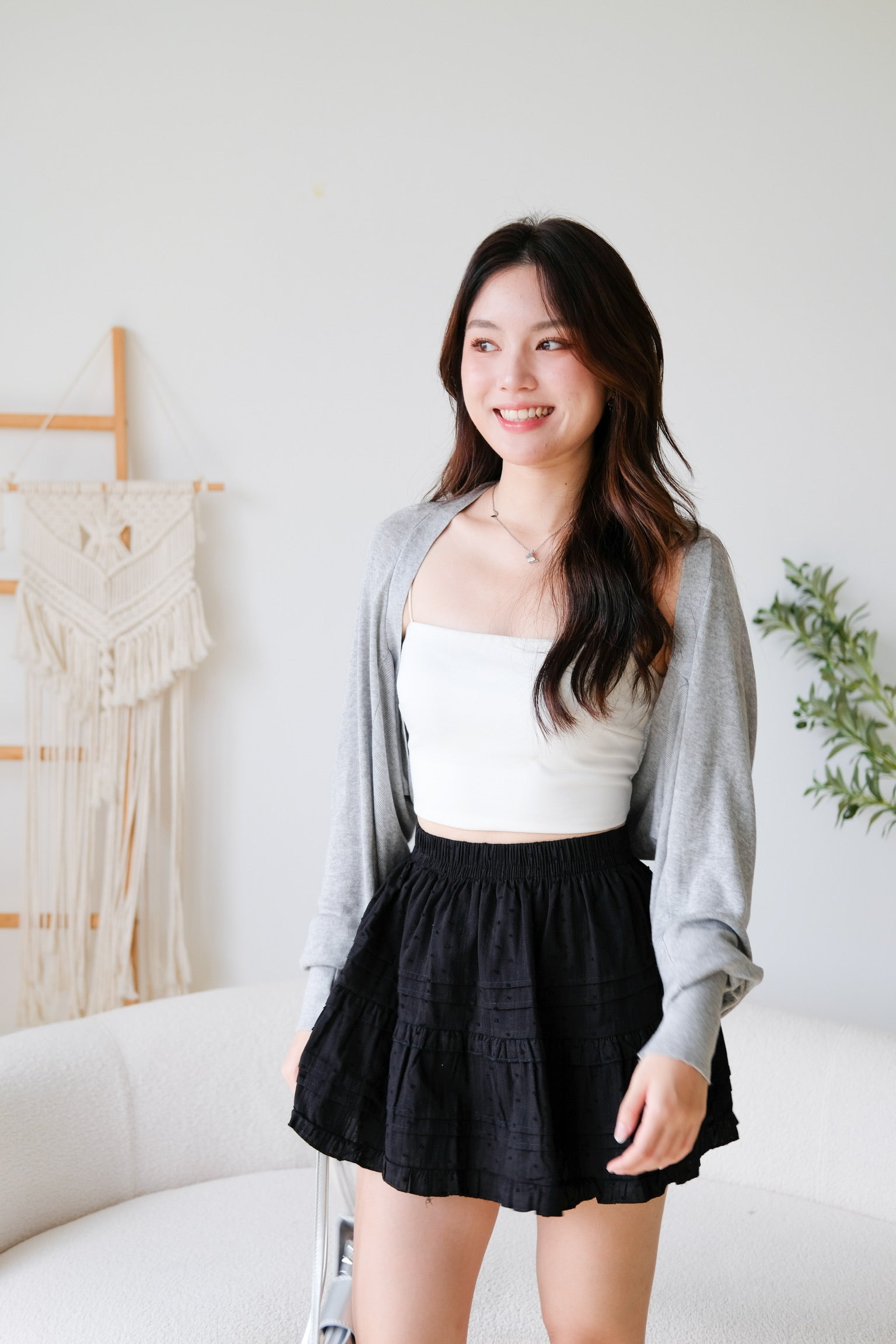 Blaire Bolero Cotton Cardigan (Grey)