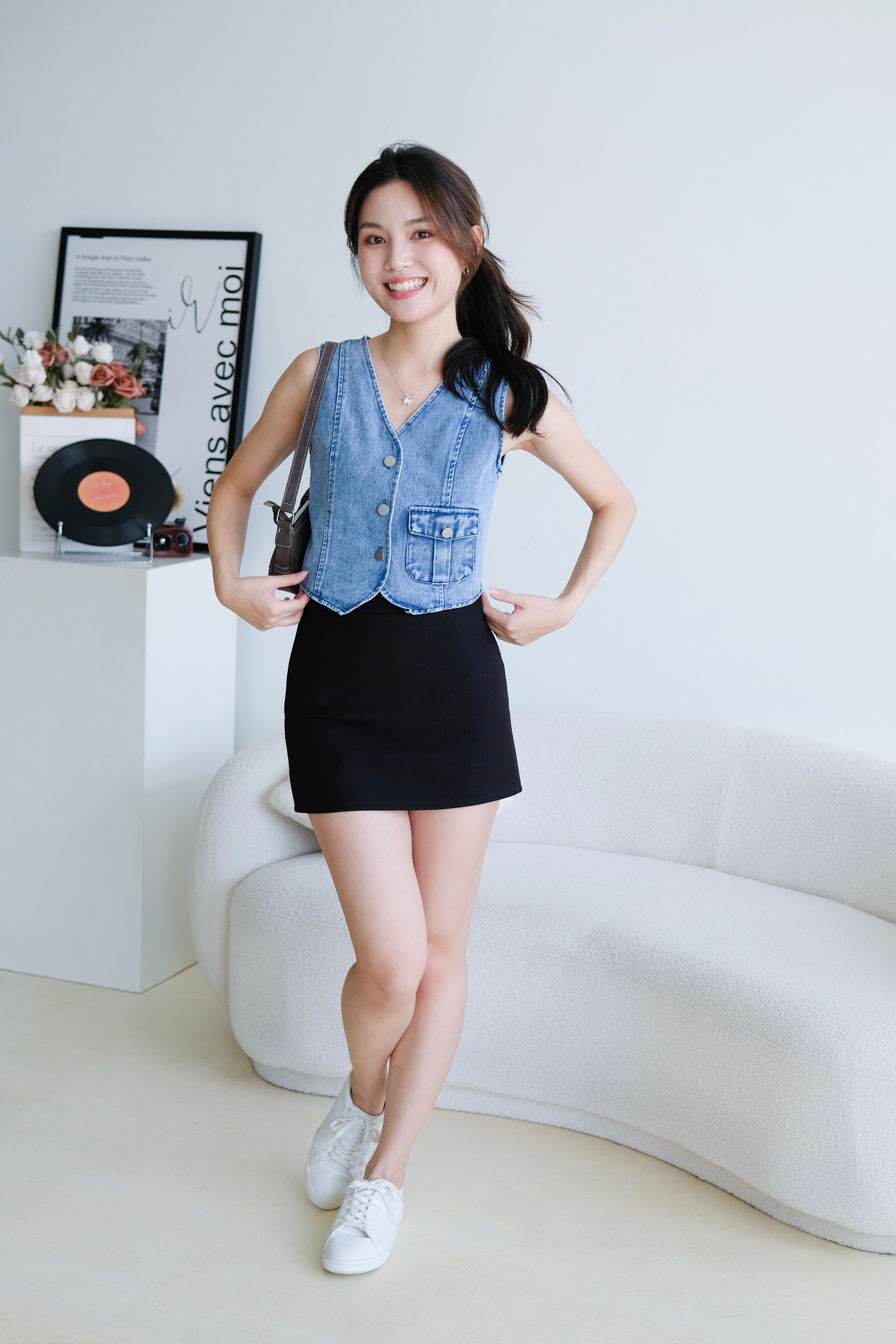 Tricia Denim Vest Top (Light Blue)