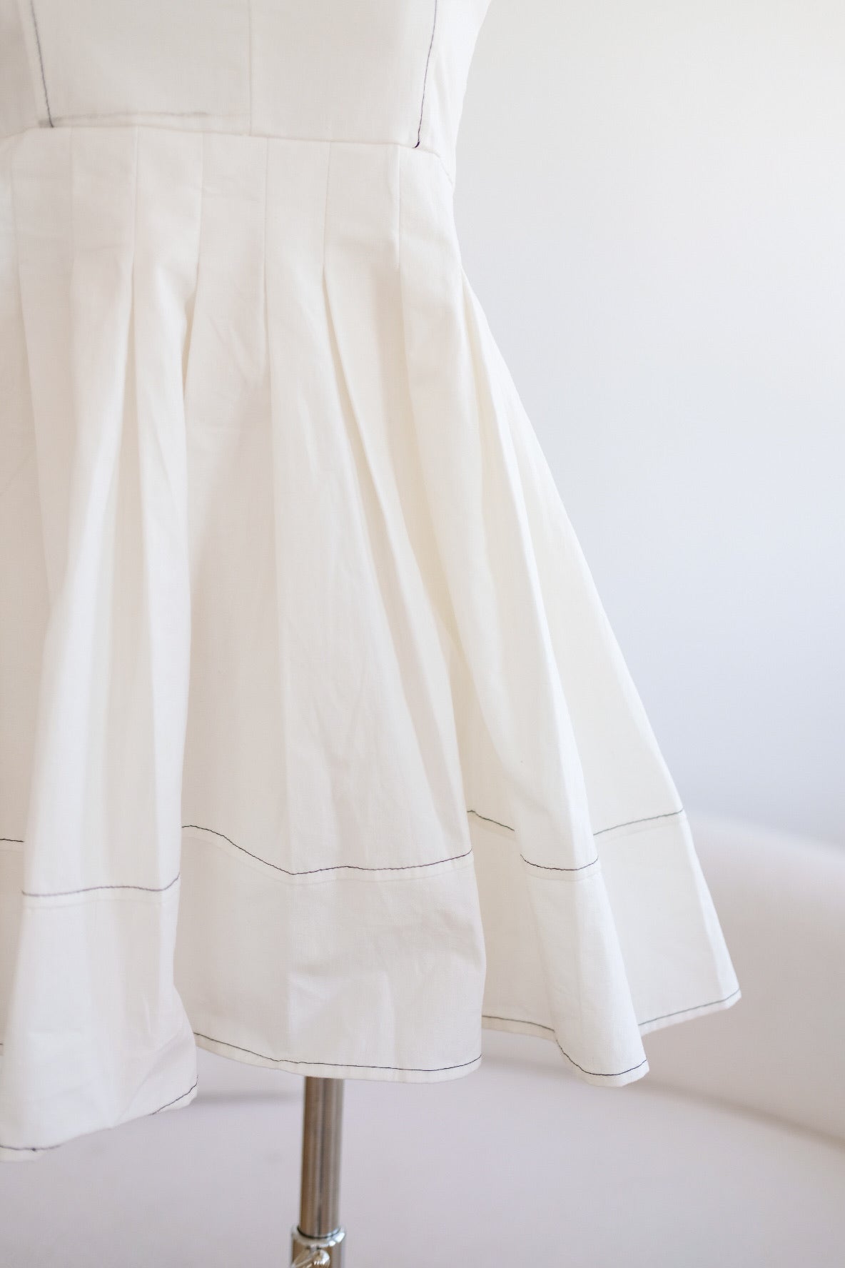 White Ribbon Skater Mini Dress
