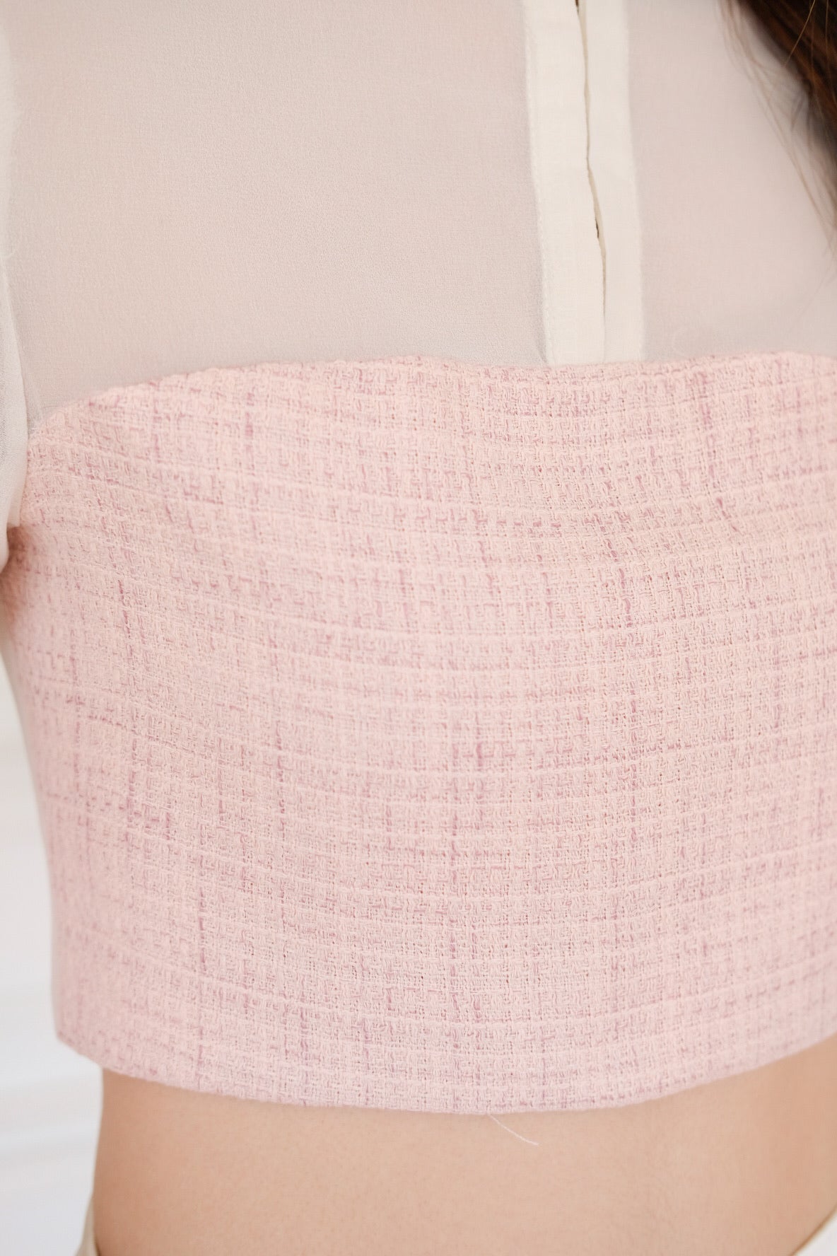 Lalisa Tweed Crop Top (Light Pink)