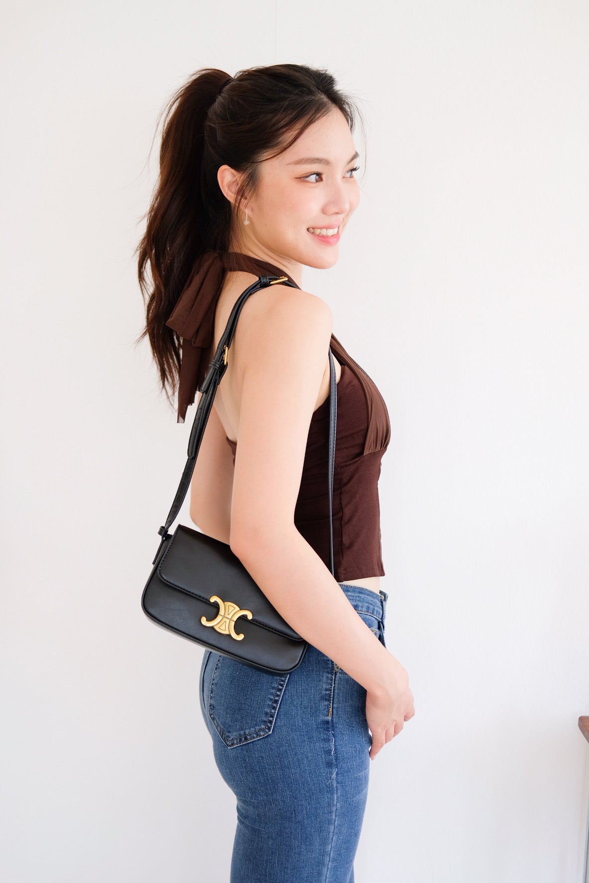 Siren Padded Halter Self Tie Top (Mocha)