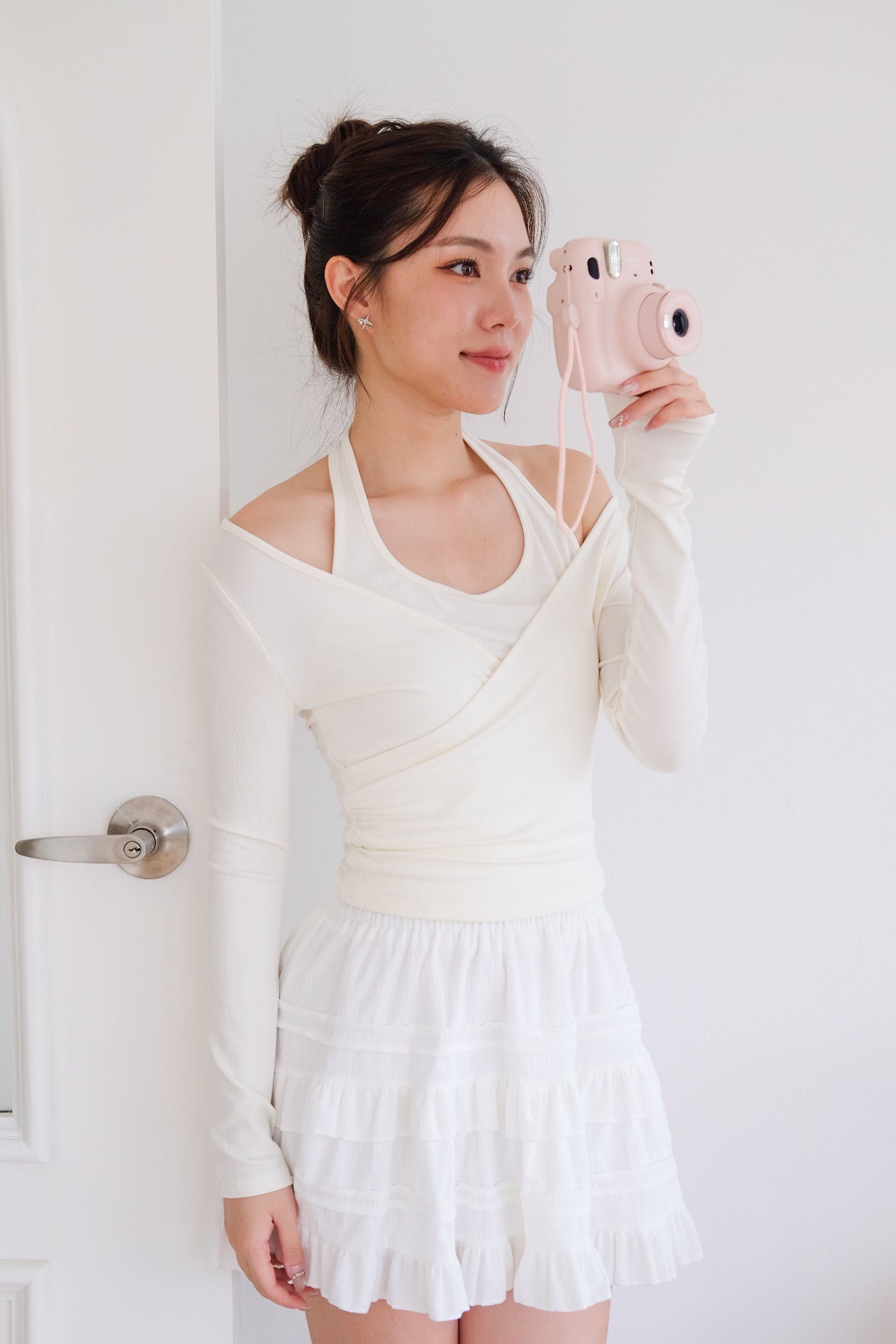 Alicia Ballet Halter 2-in-1 Top (White)