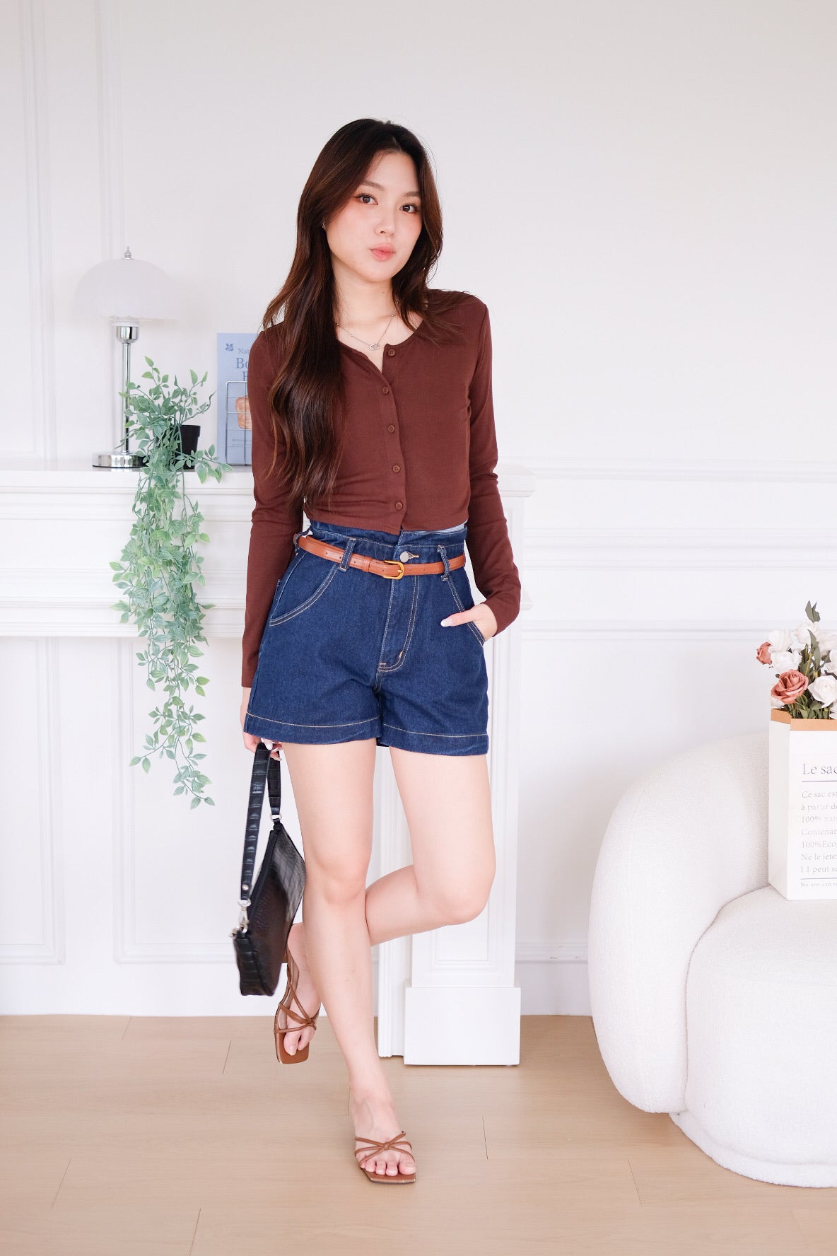 Isla Button Cardigan (Mocha)