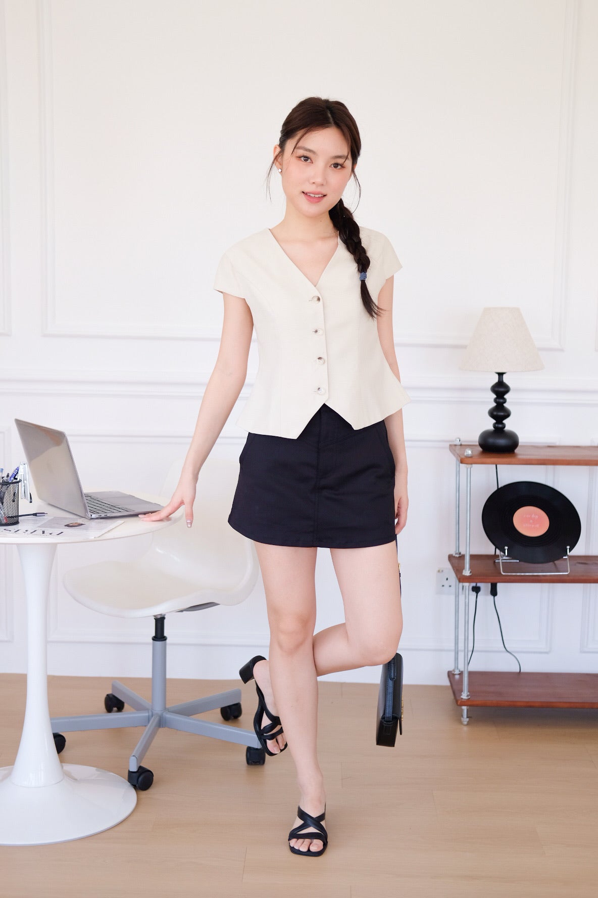 Midori Muji Button Top (Oat Beige)