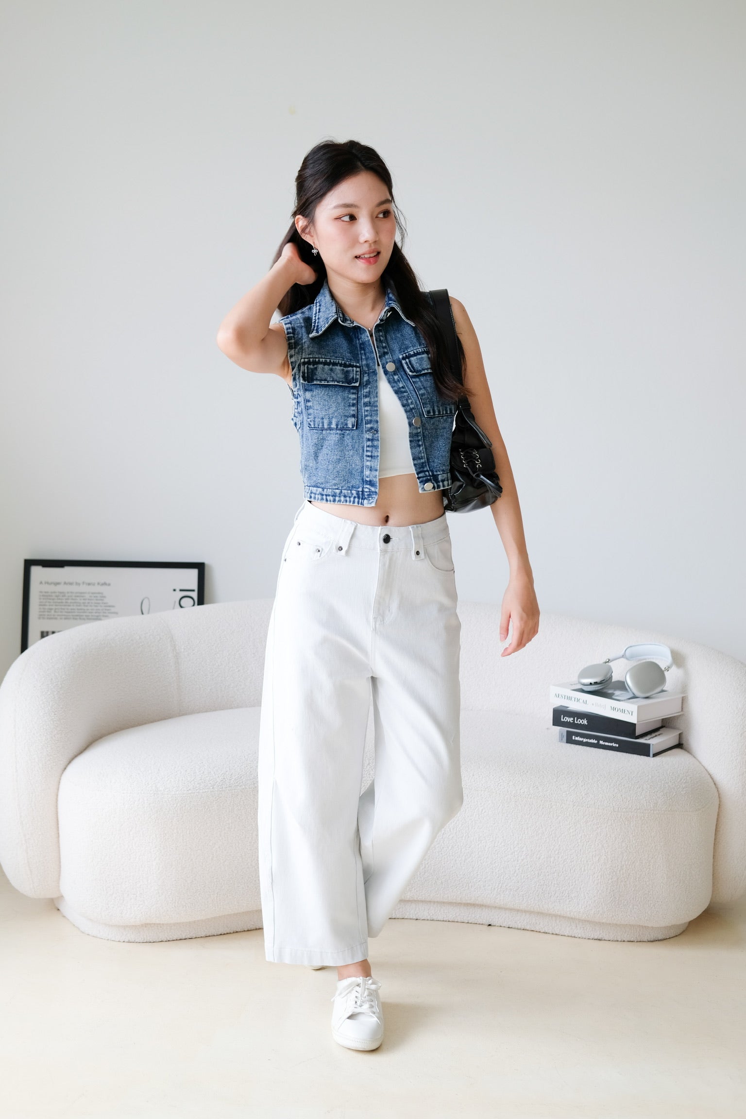 Divine Collared Denim Vest (Acid Blue)