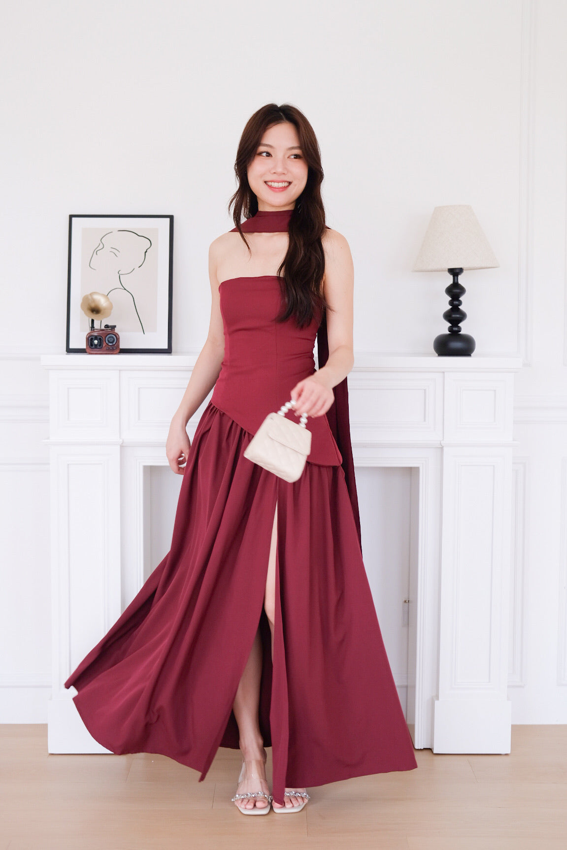 Kimberly Tube Sash Maxi Dress (Wine)
