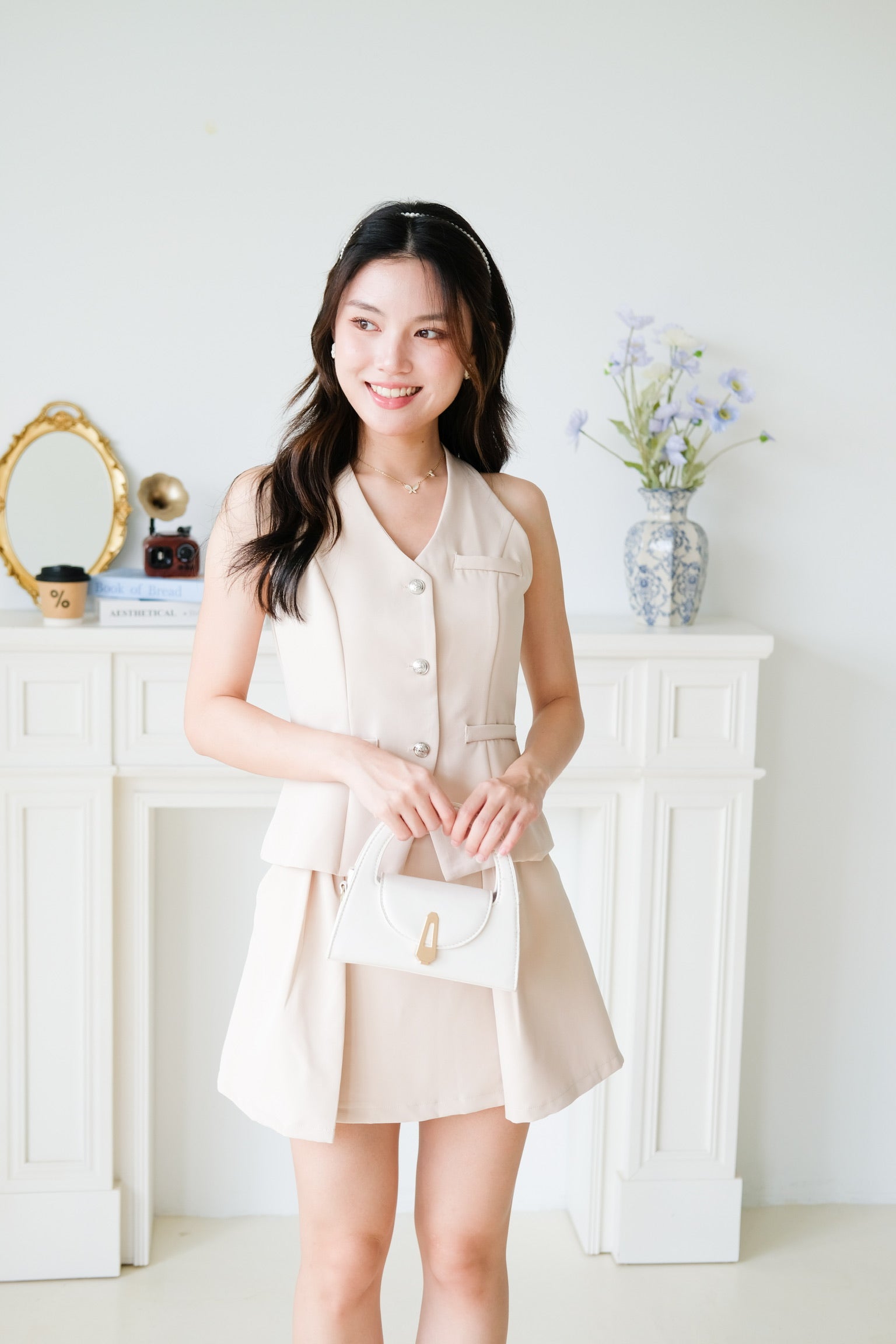 Megan Classic Vest Set (Khaki)