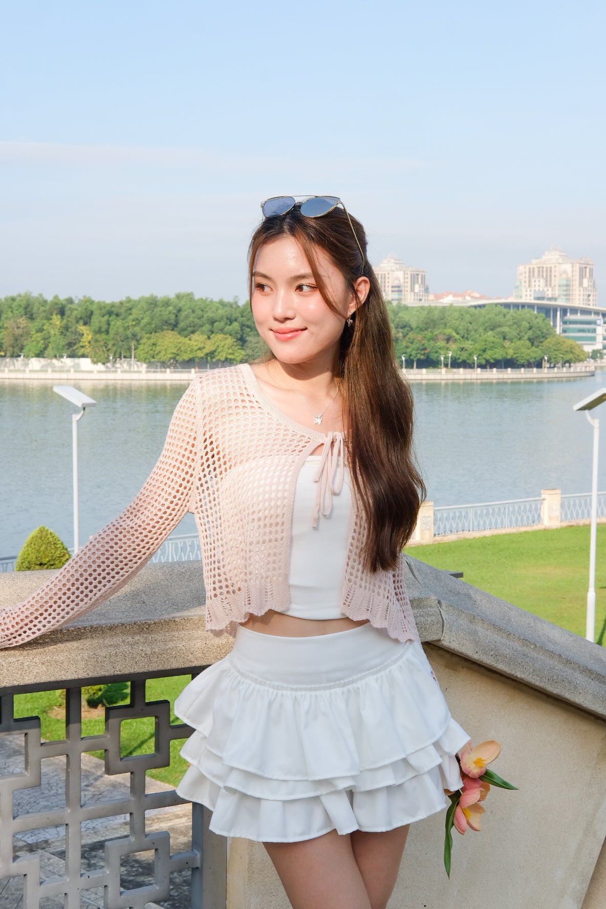 Savannah Beach Knit Cropped Outerwear (Baby Pink)
