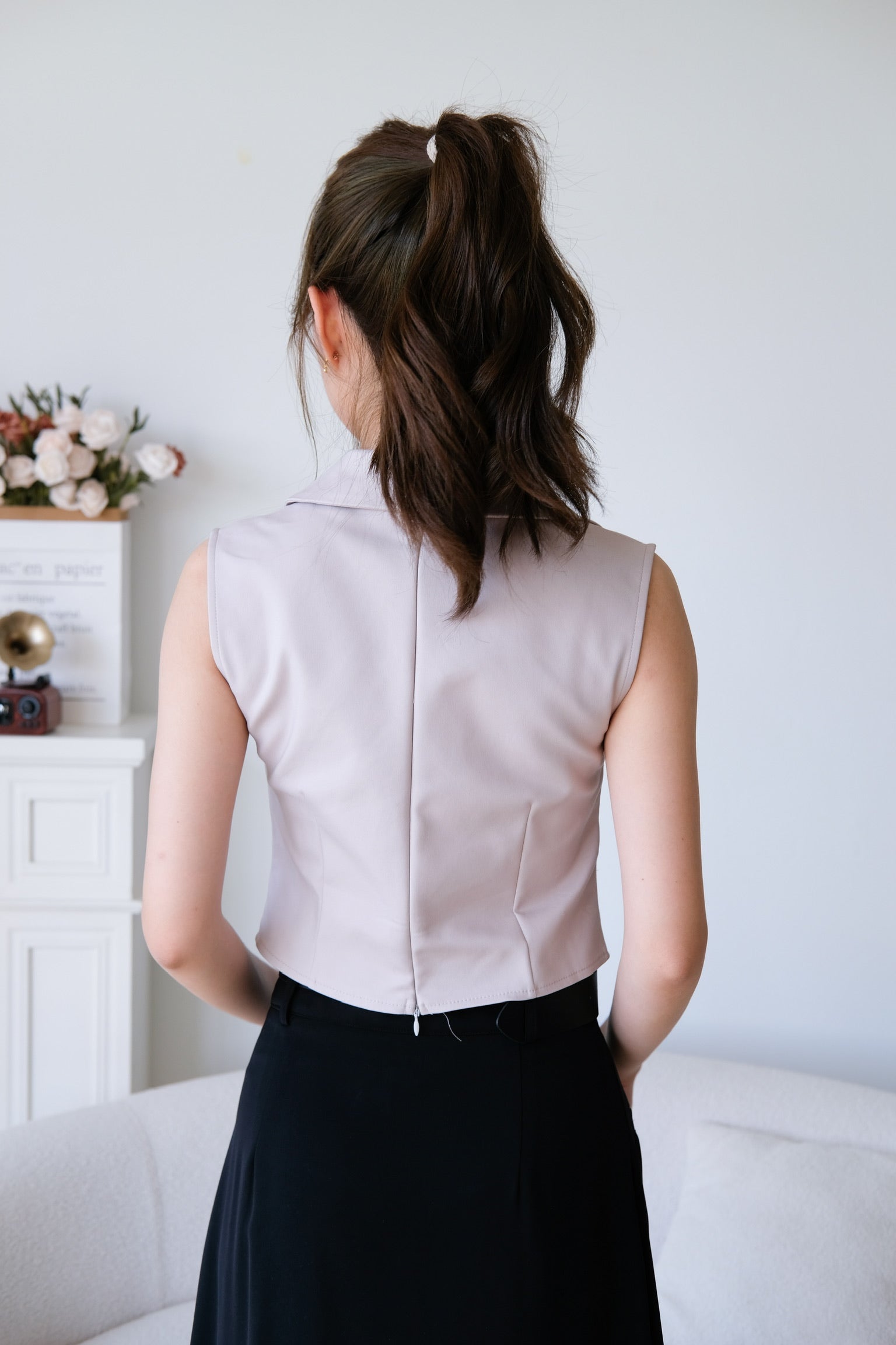 Thea Collared Work Top (Purplish Grey)