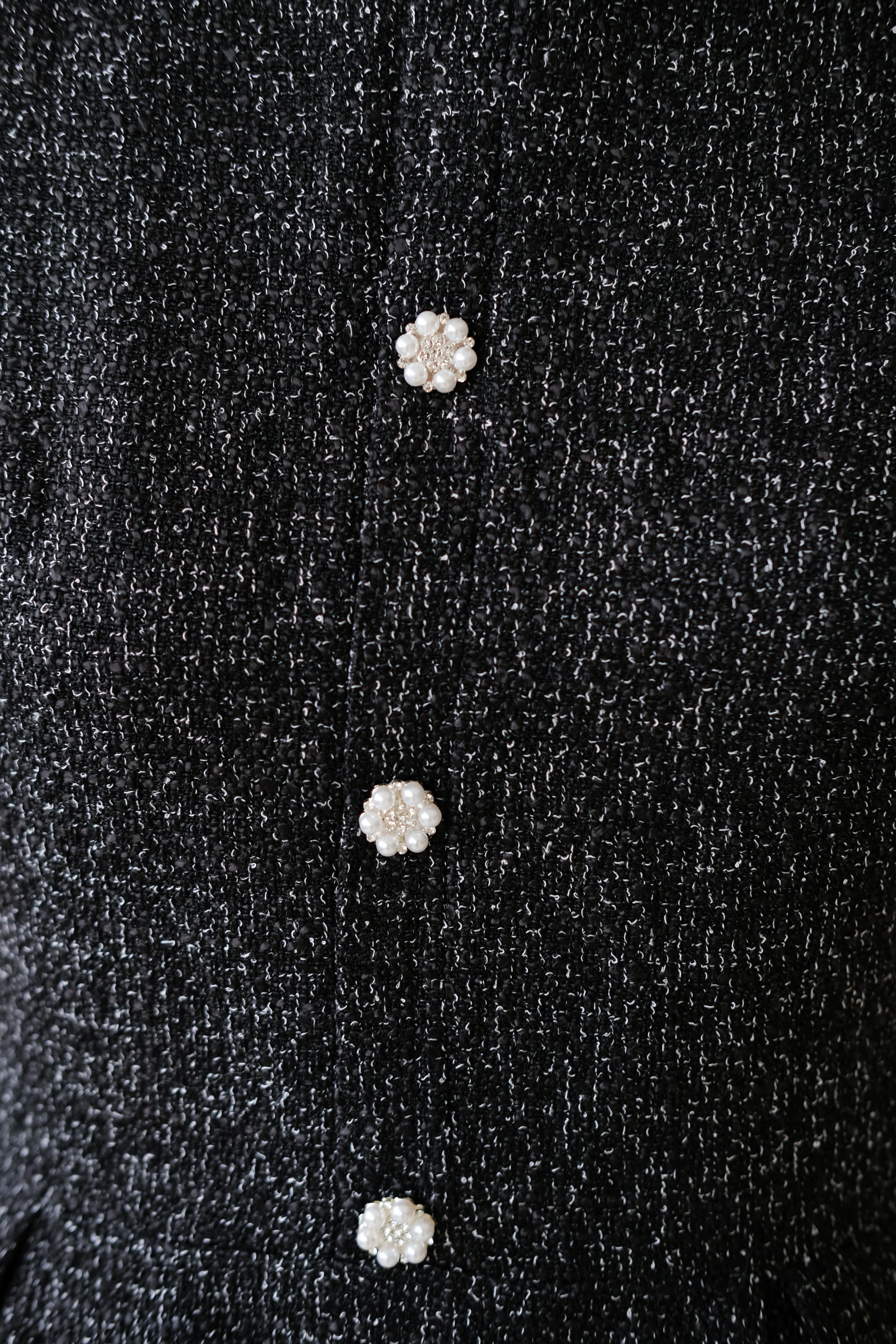 Pearly Tweed Halter Dress (Black)
