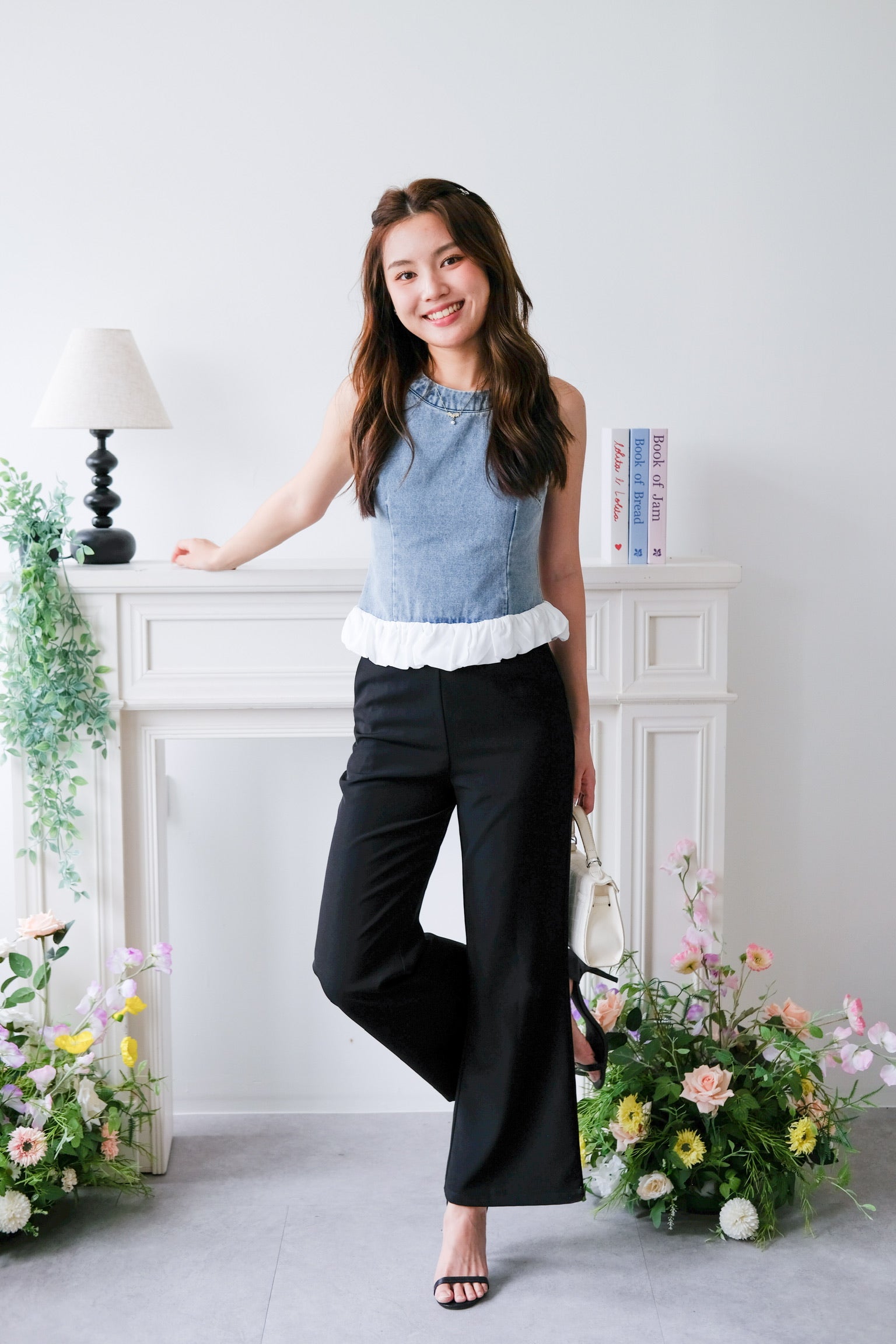 Lica Bubble Cloud Halter Denim Top (Acid Blue)