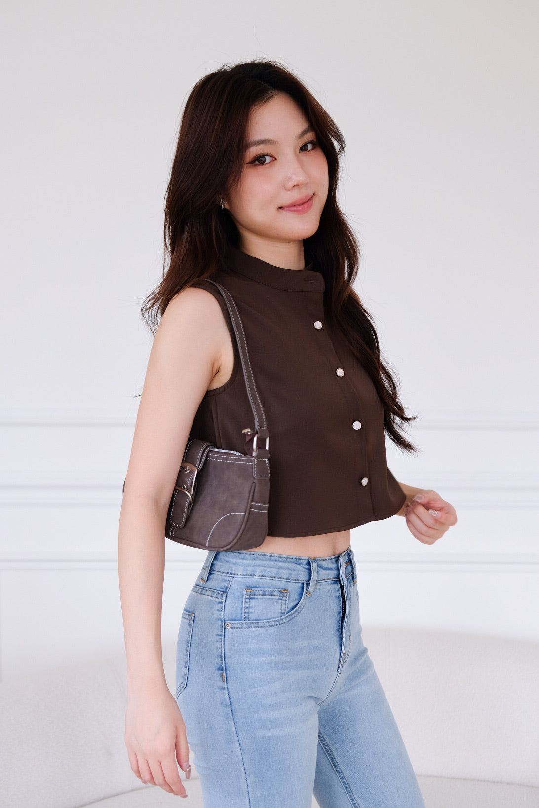 Lindy Flare Crop Top (Mocha)