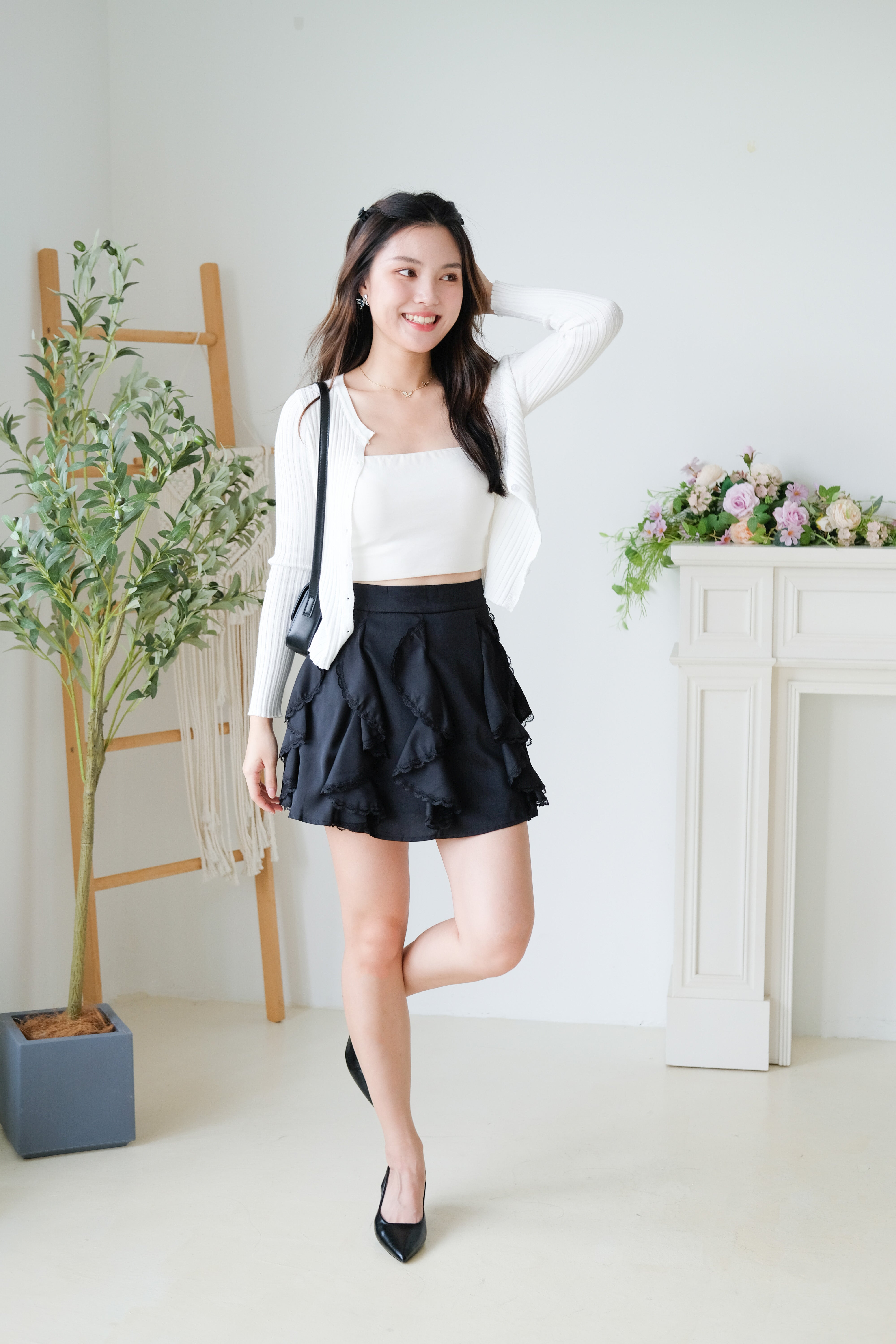 Soft Hour Knit Ribbed Cardigan (White)