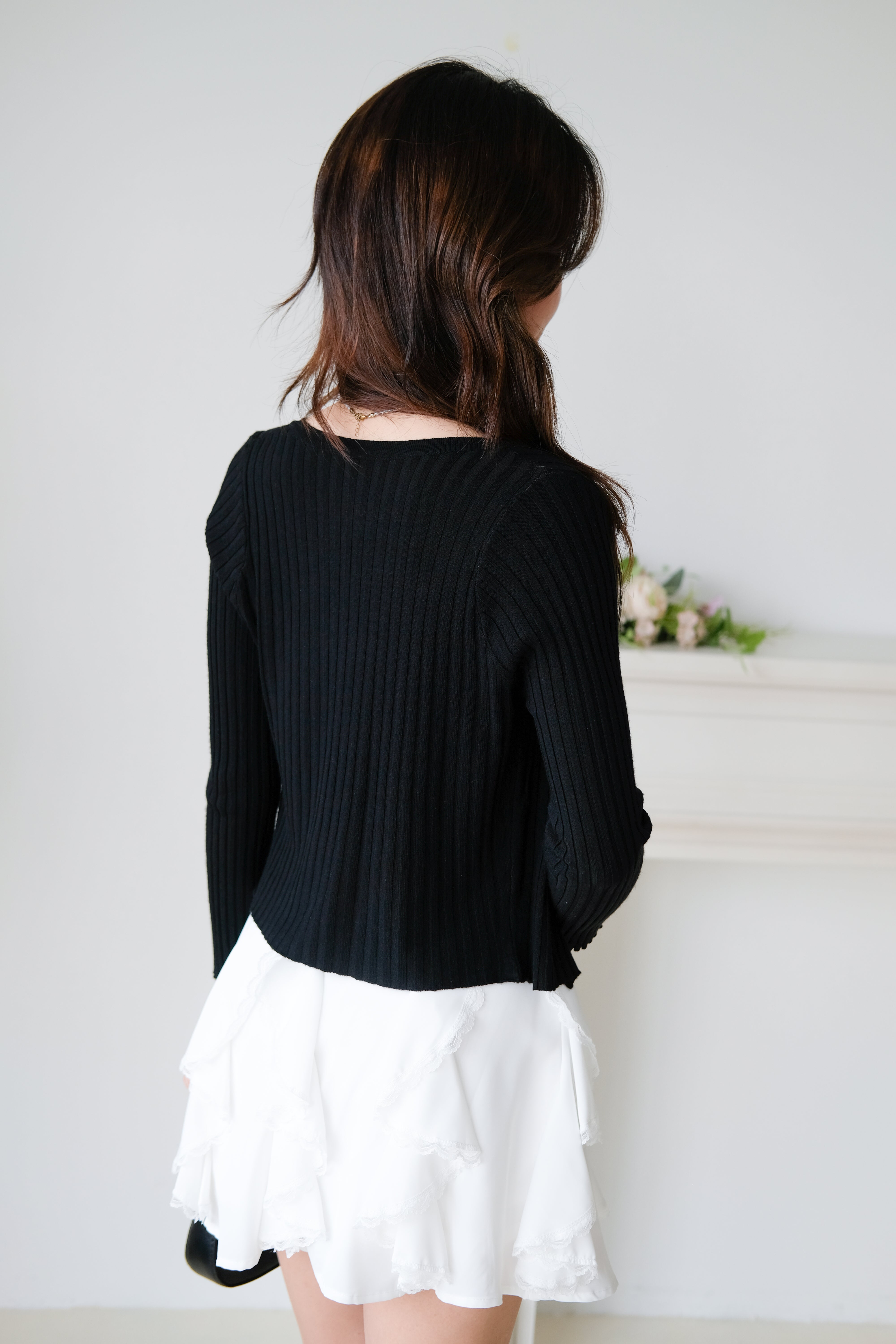 Soft Hour Knit Ribbed Cardigan (Black)