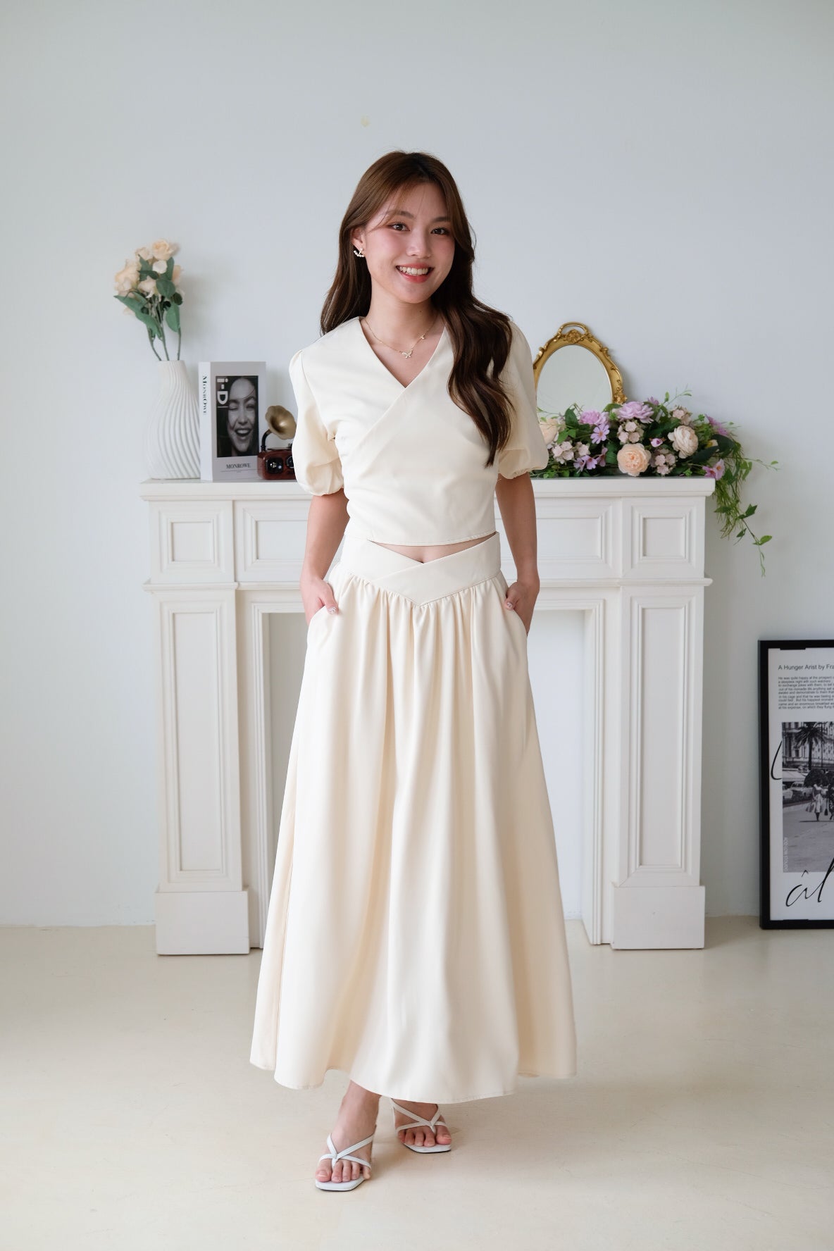 Sophina Skater Maxi Skirt (Cream)
